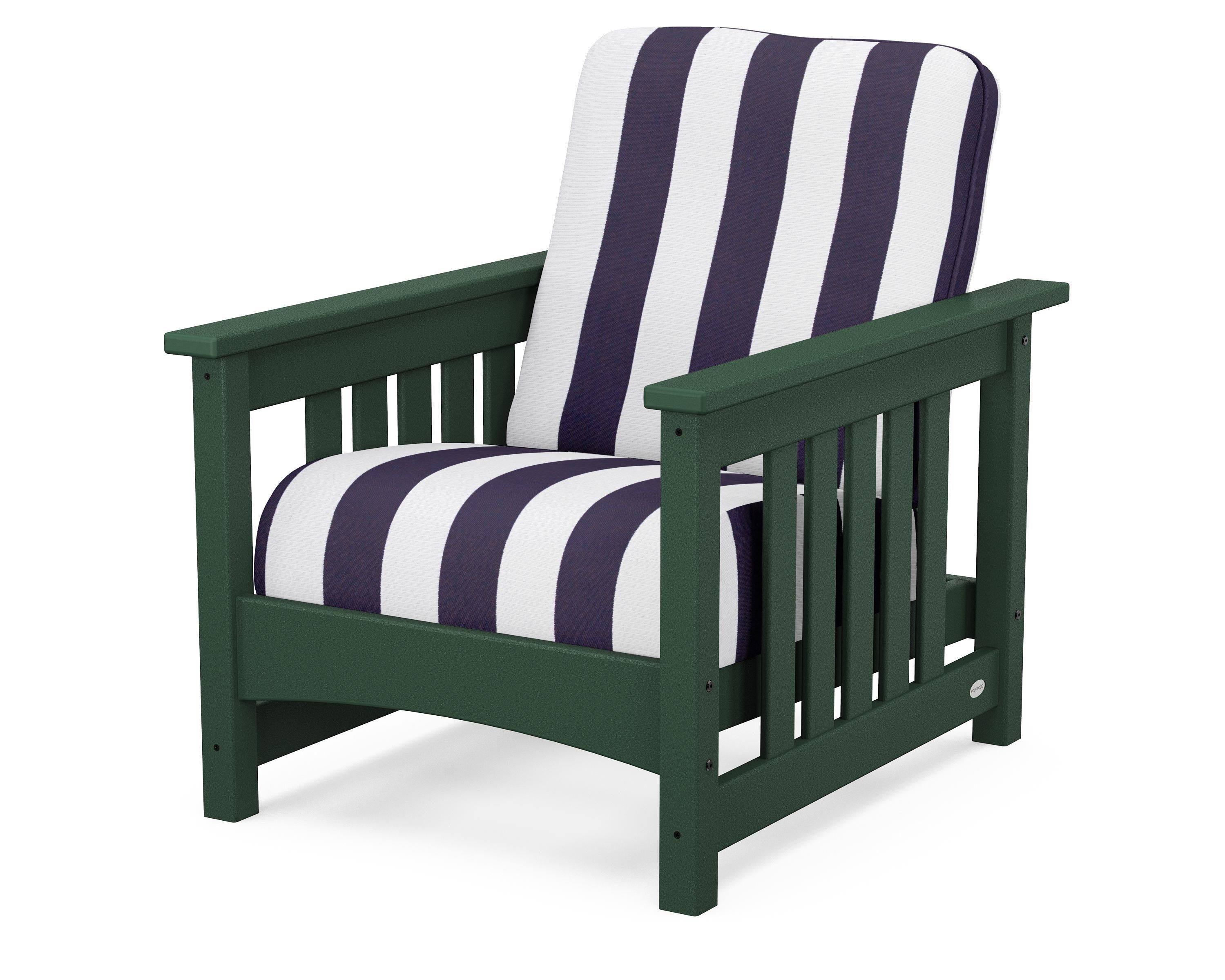 POLYWOOD® Club Mission Chair in Green / Cabana Stripe Navy