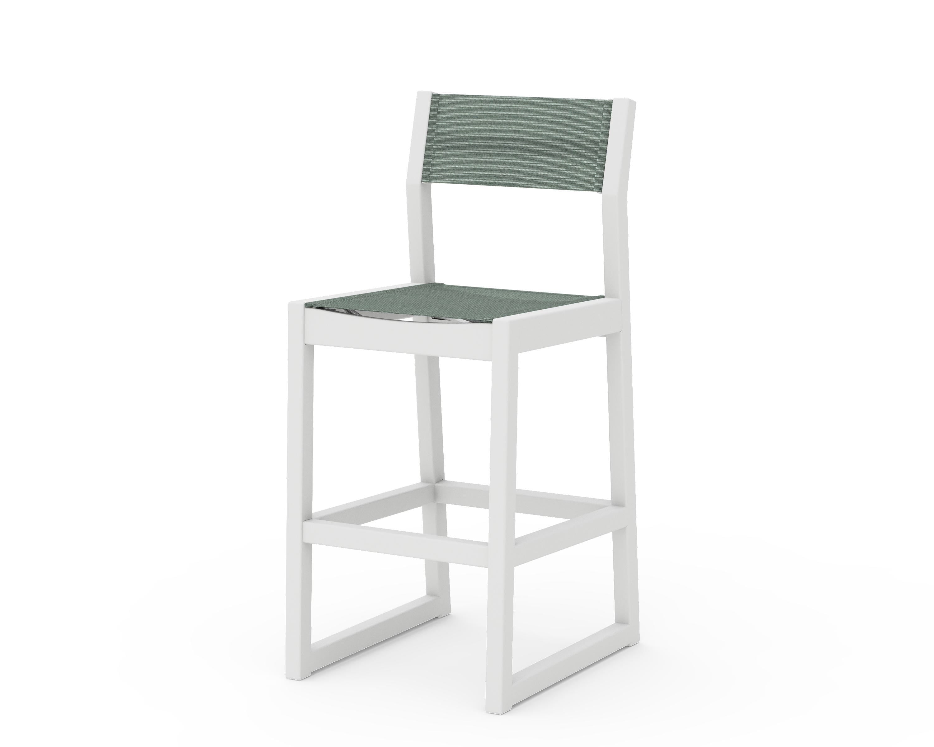 POLYWOOD® EDGE Sling Bar Side Chair in White / Dupioni Sea Mist Sling