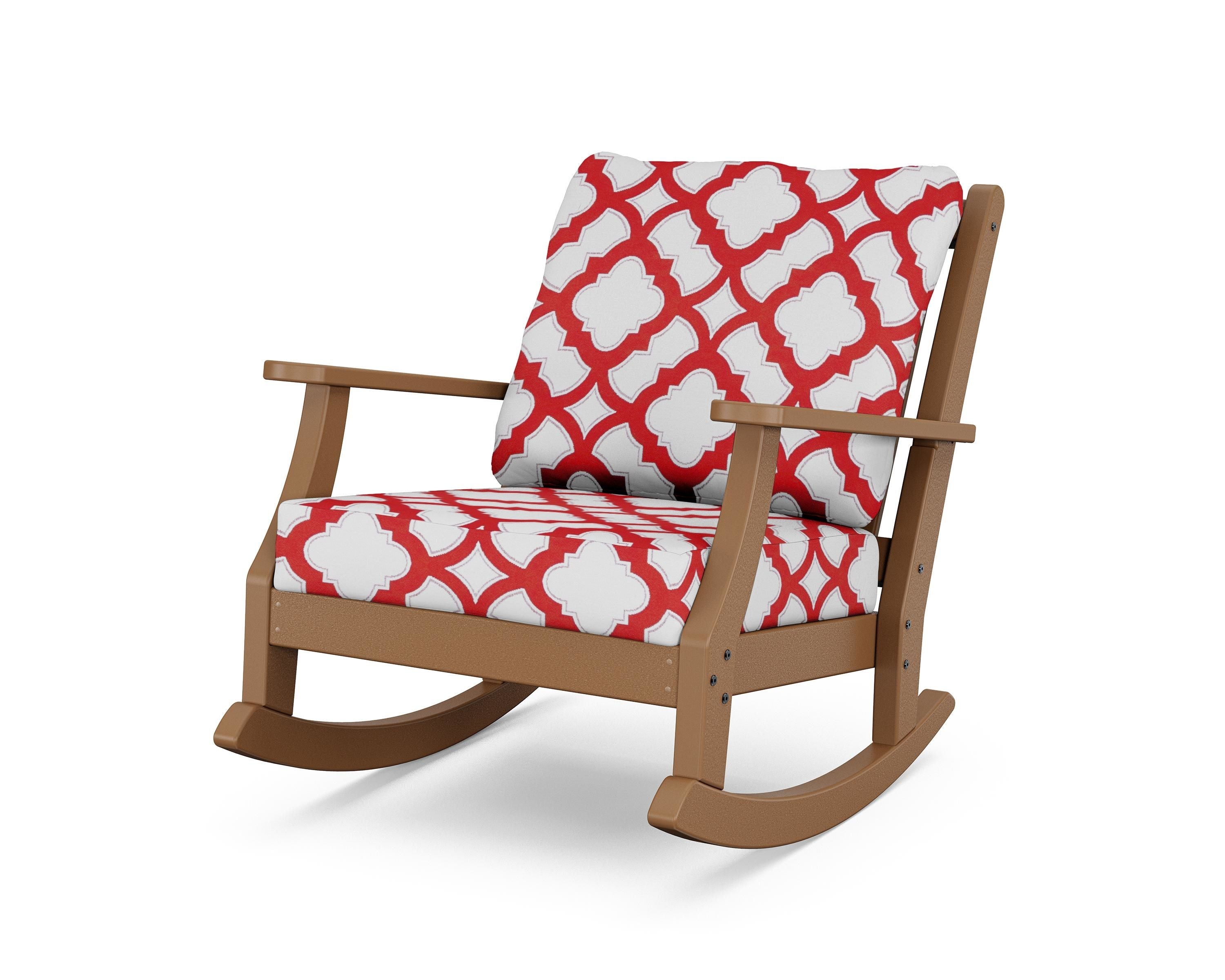 Country Living Wovendale Deep Seating Rocking Chair in Teak / Trellis Crimson