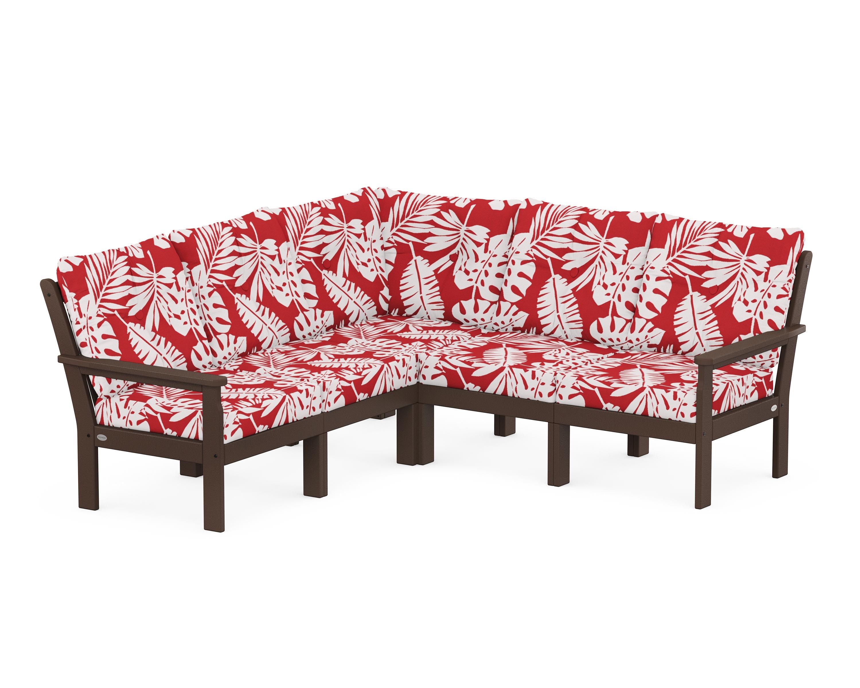 POLYWOOD® Vineyard 5-Piece Sectional in Mahogany / Leaf Crimson