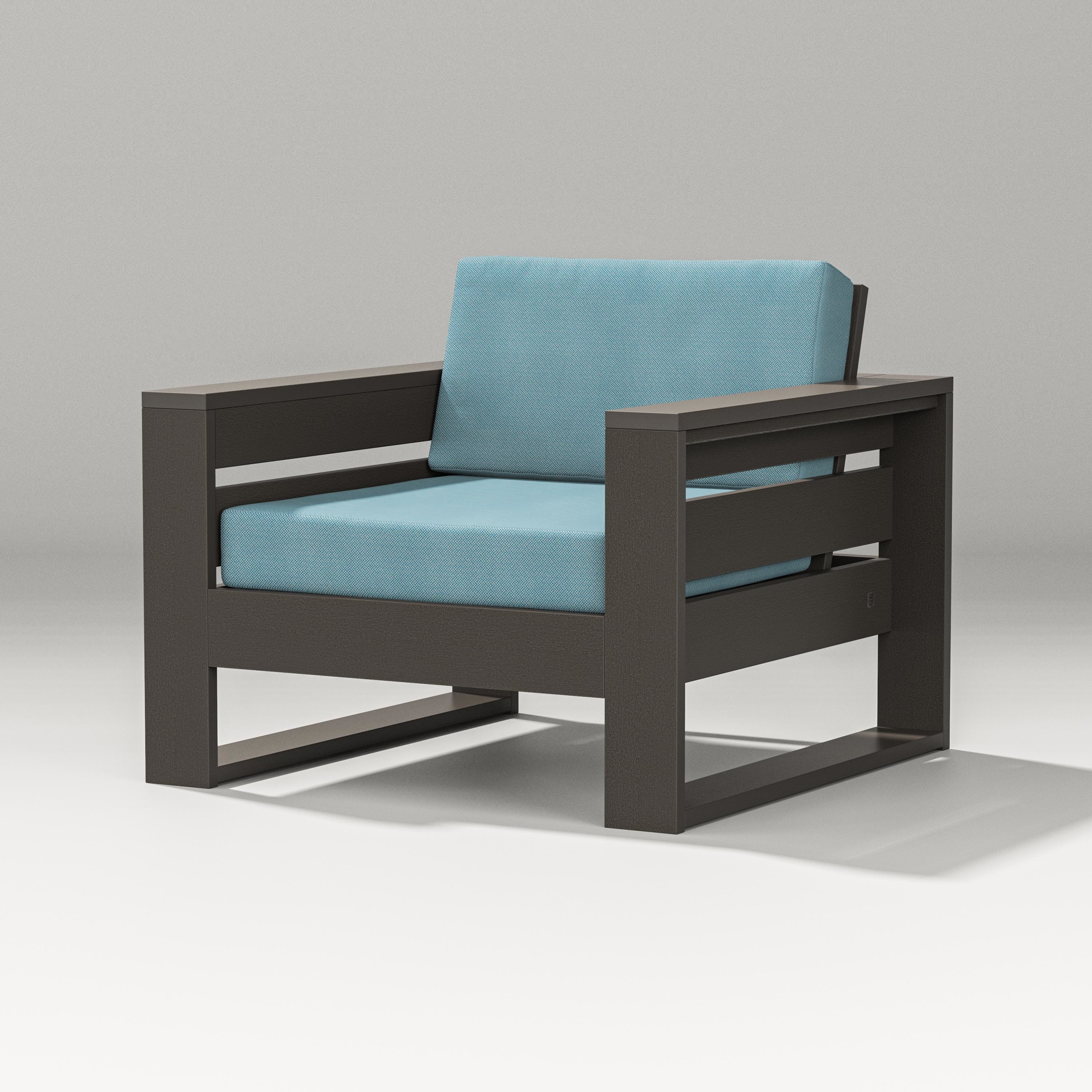 PW Designer Series Latitude Lounge Chair in Vintage Coffee / Lattice Sky Blue