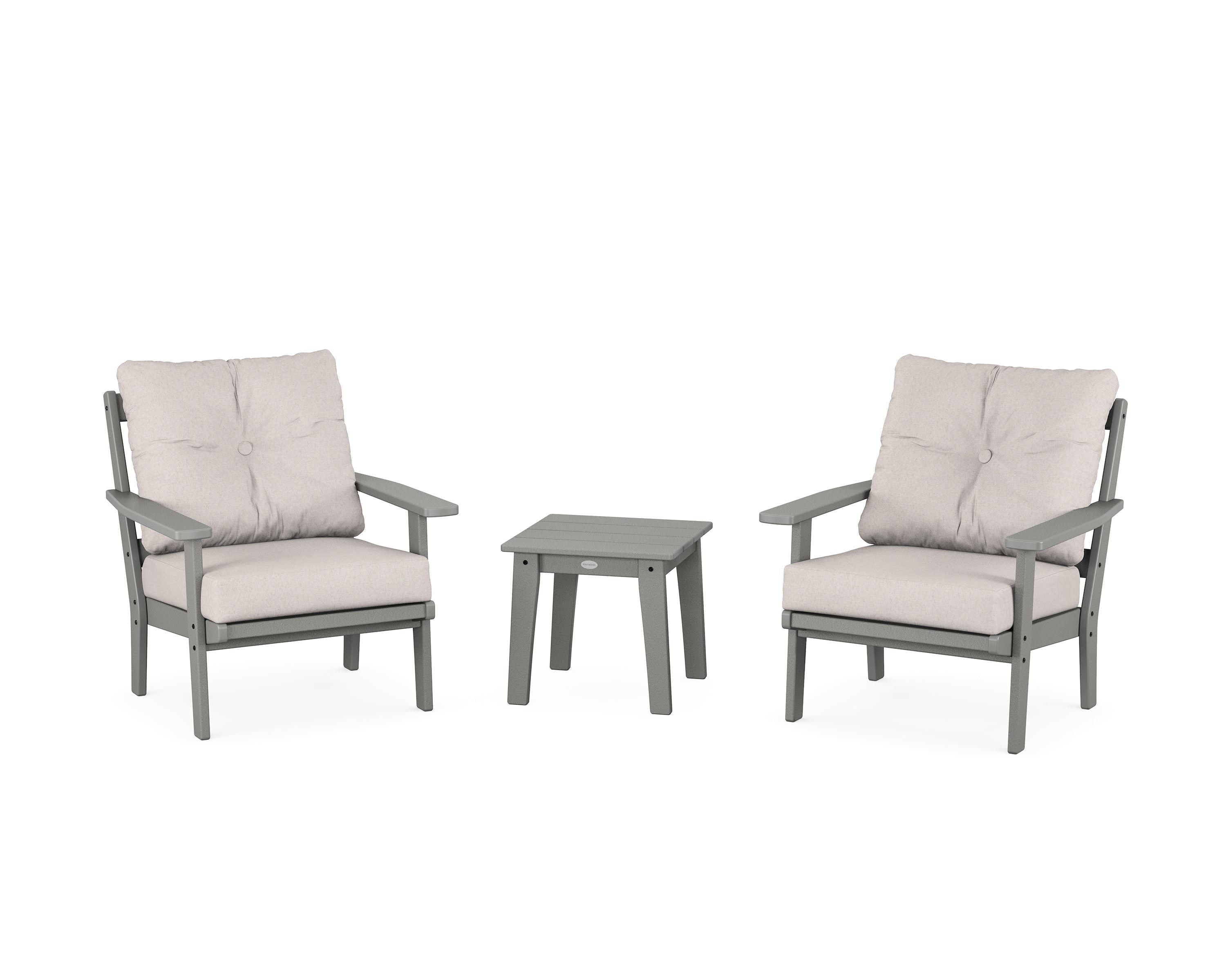 POLYWOOD® Oxford 3-Piece Deep Seating Set in Slate Grey / Dune Burlap