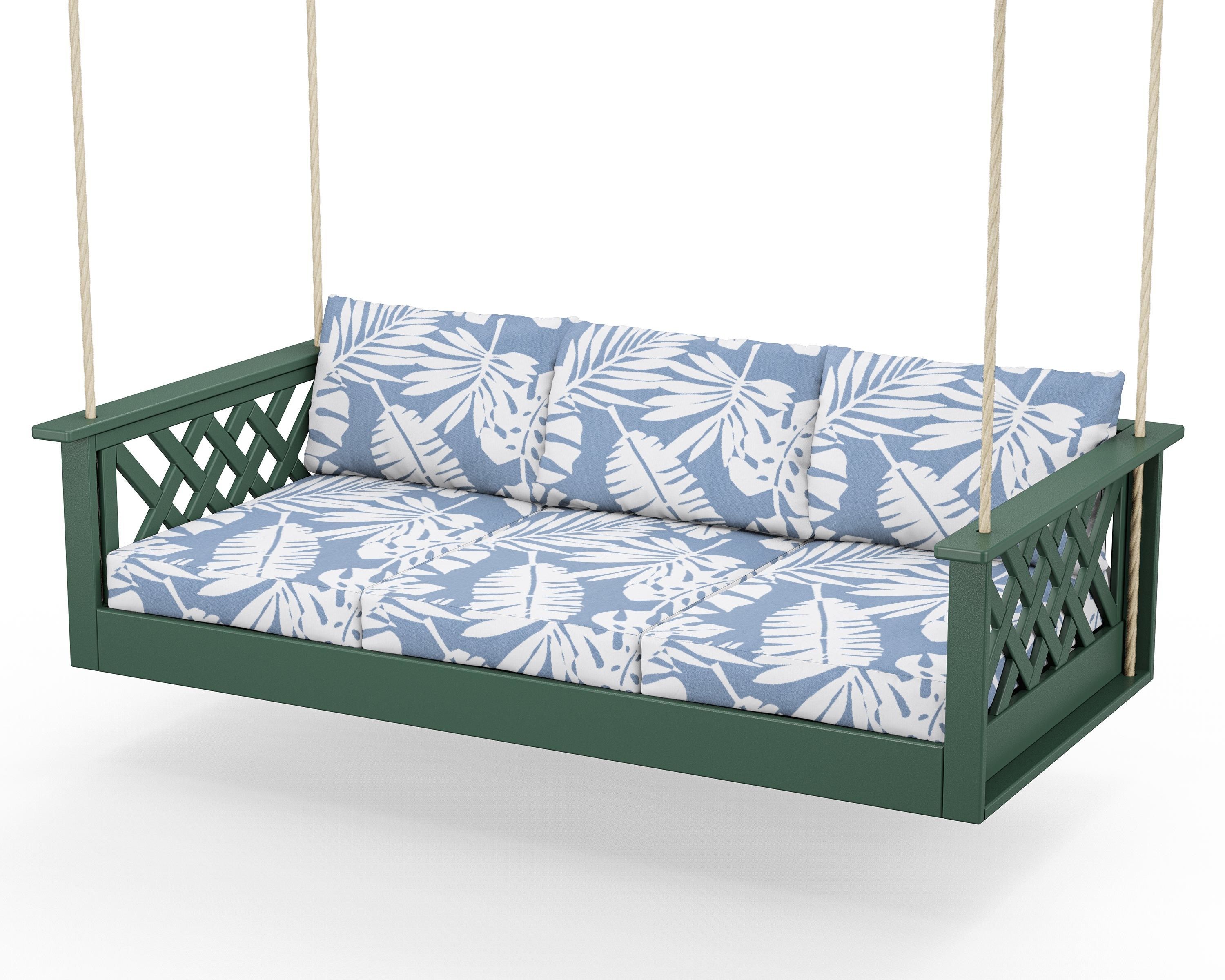 Country Living Wovendale Daybed Swing in Green / Leaf Sky Blue