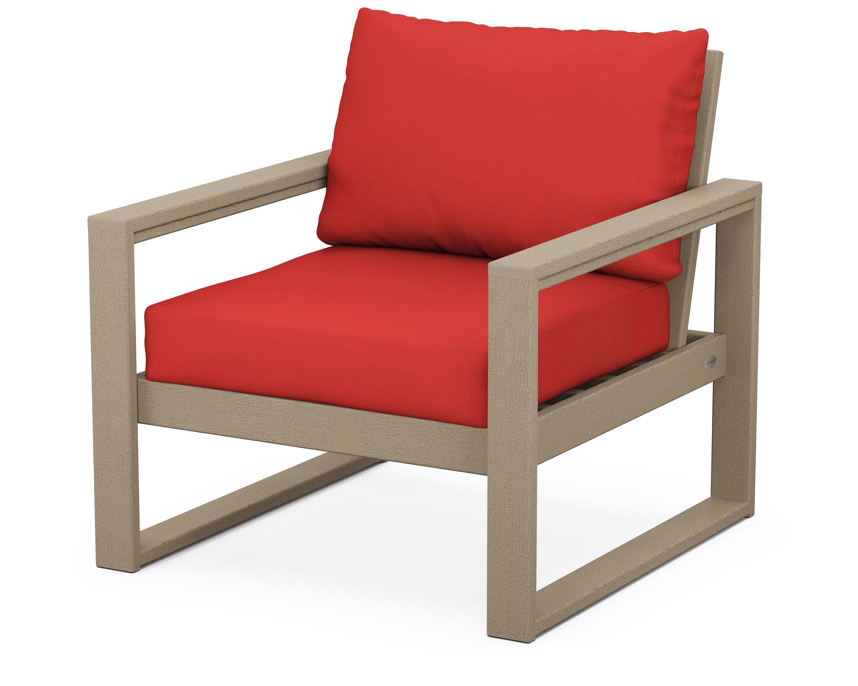 POLYWOOD® EDGE Club Chair in Vintage Sahara / Crimson Linen