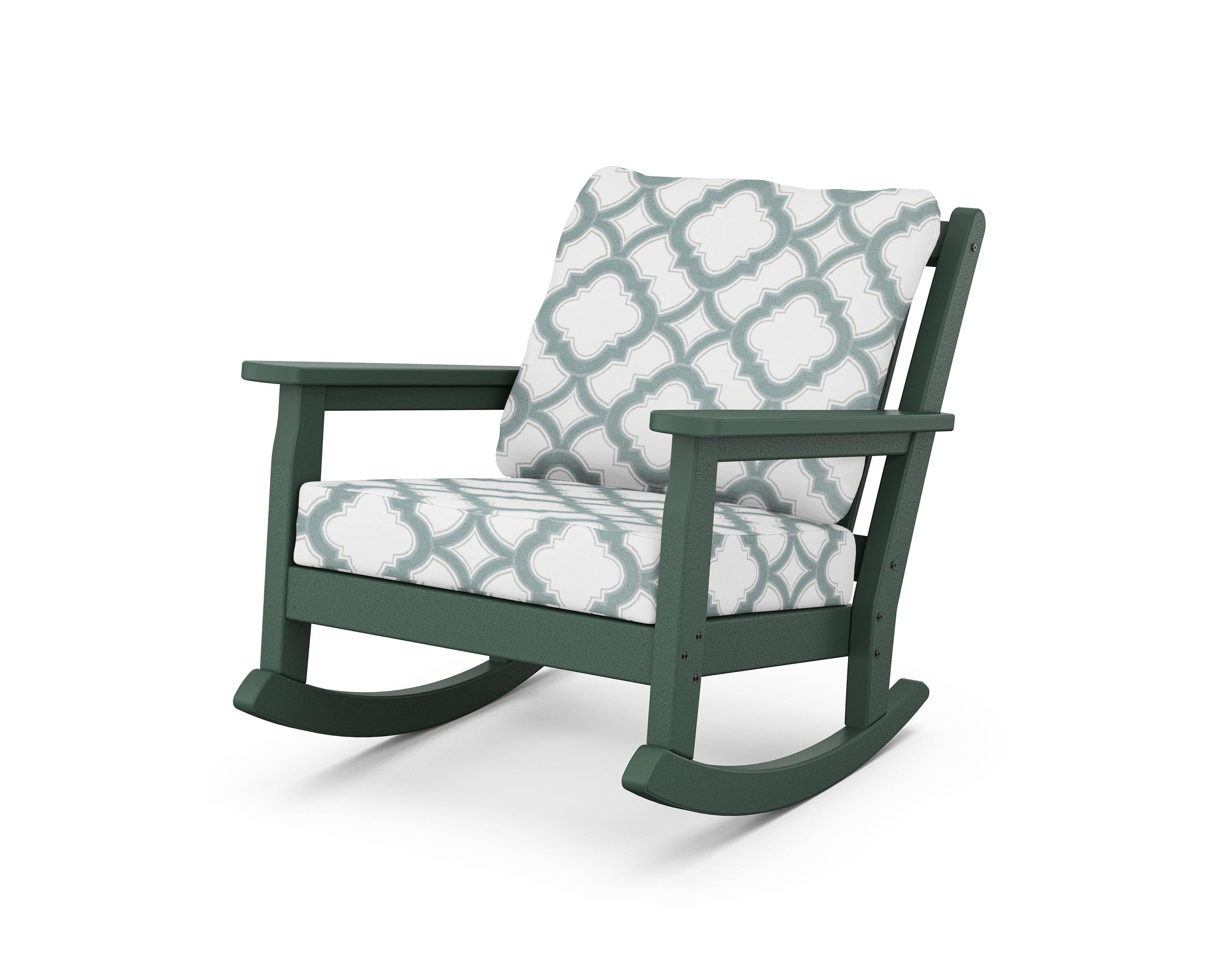 POLYWOOD® Chippendale Deep Seating Rocking Chair in Green / Trellis Glacier Spa