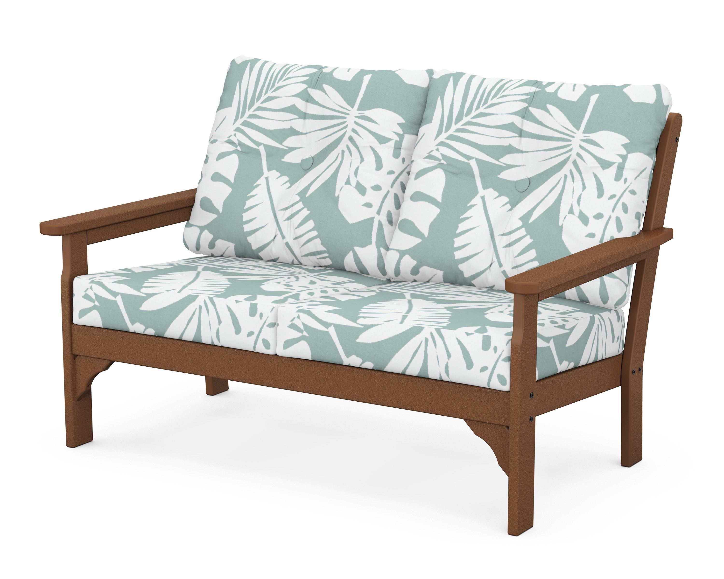 POLYWOOD® Vineyard Deep Seating Loveseat in Teak / Leaf Glacier Spa