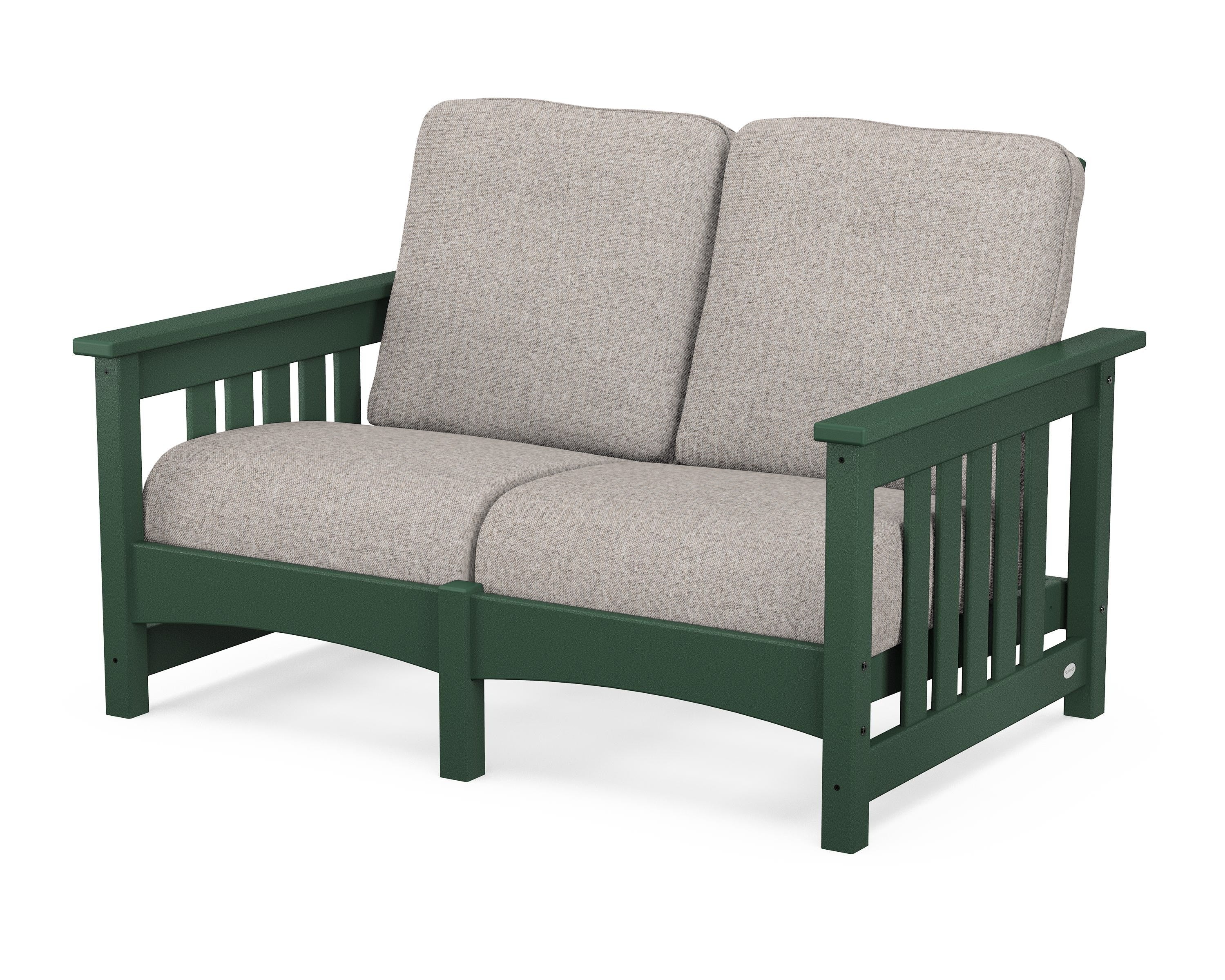 POLYWOOD® Club Mission Loveseat in Green / Weathered Tweed