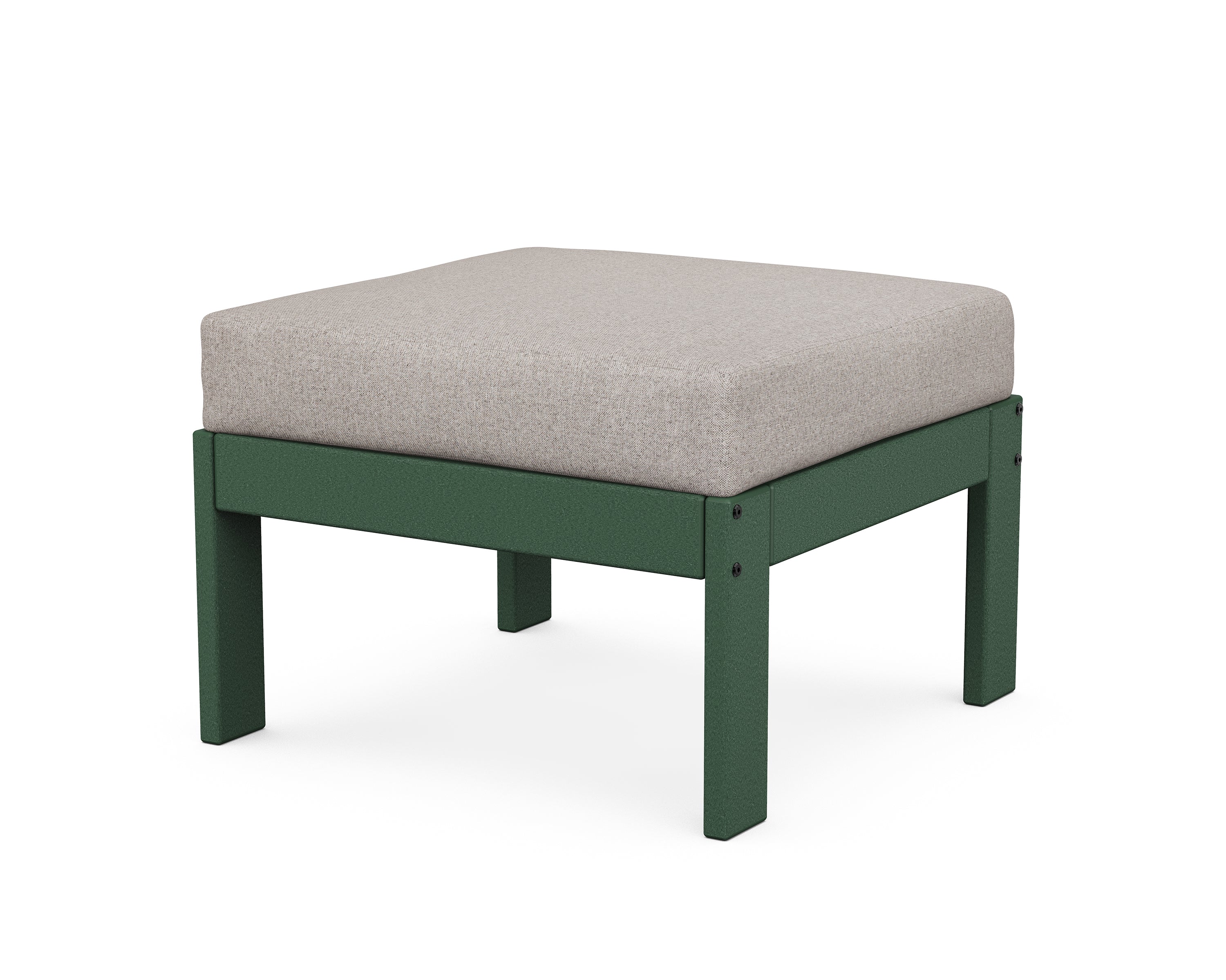 POLYWOOD® Vineyard Modular Ottoman in Green / Weathered Tweed