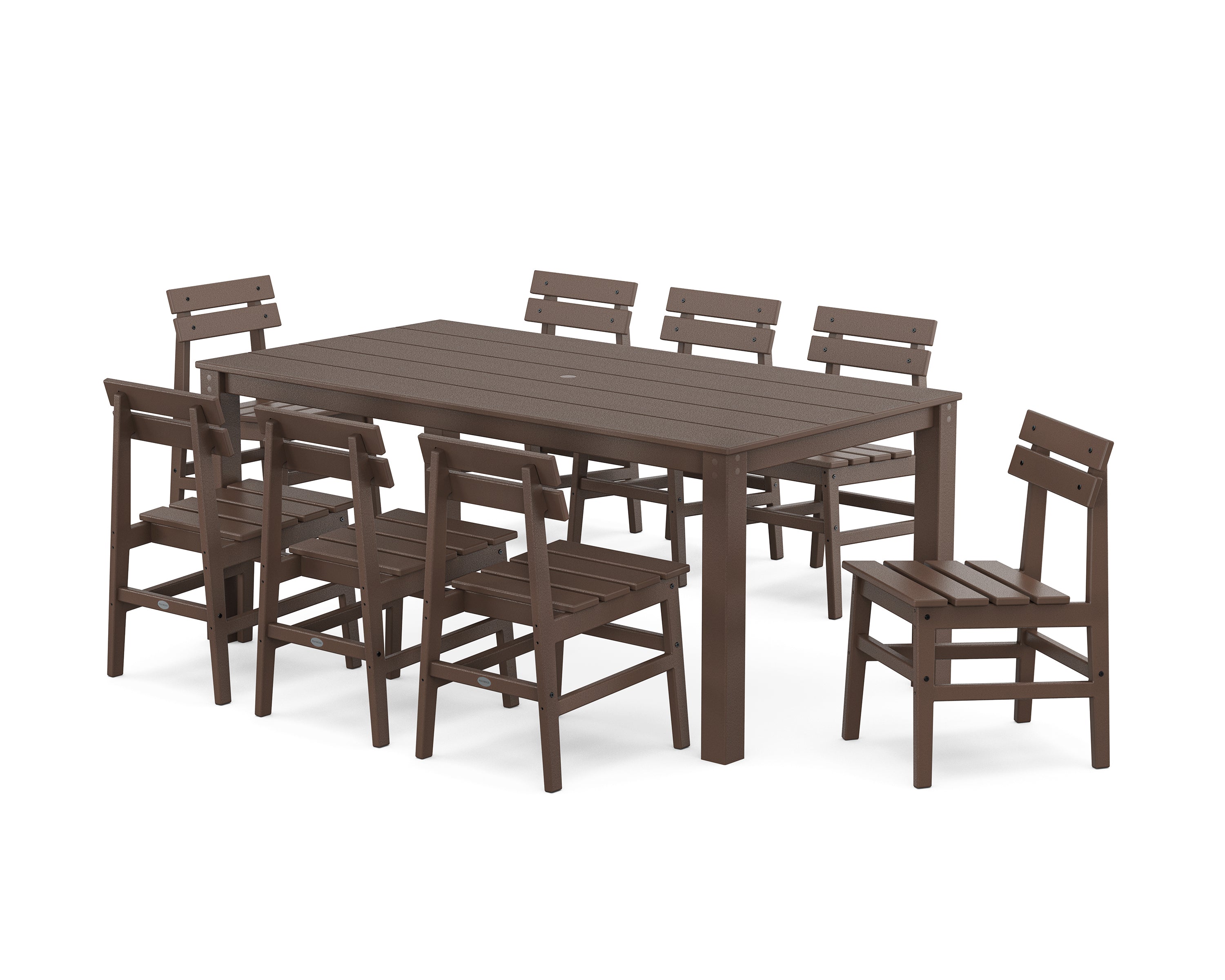 POLYWOOD® Modern Studio Plaza Chair 9-Piece Parsons Dining Set in Mahogany