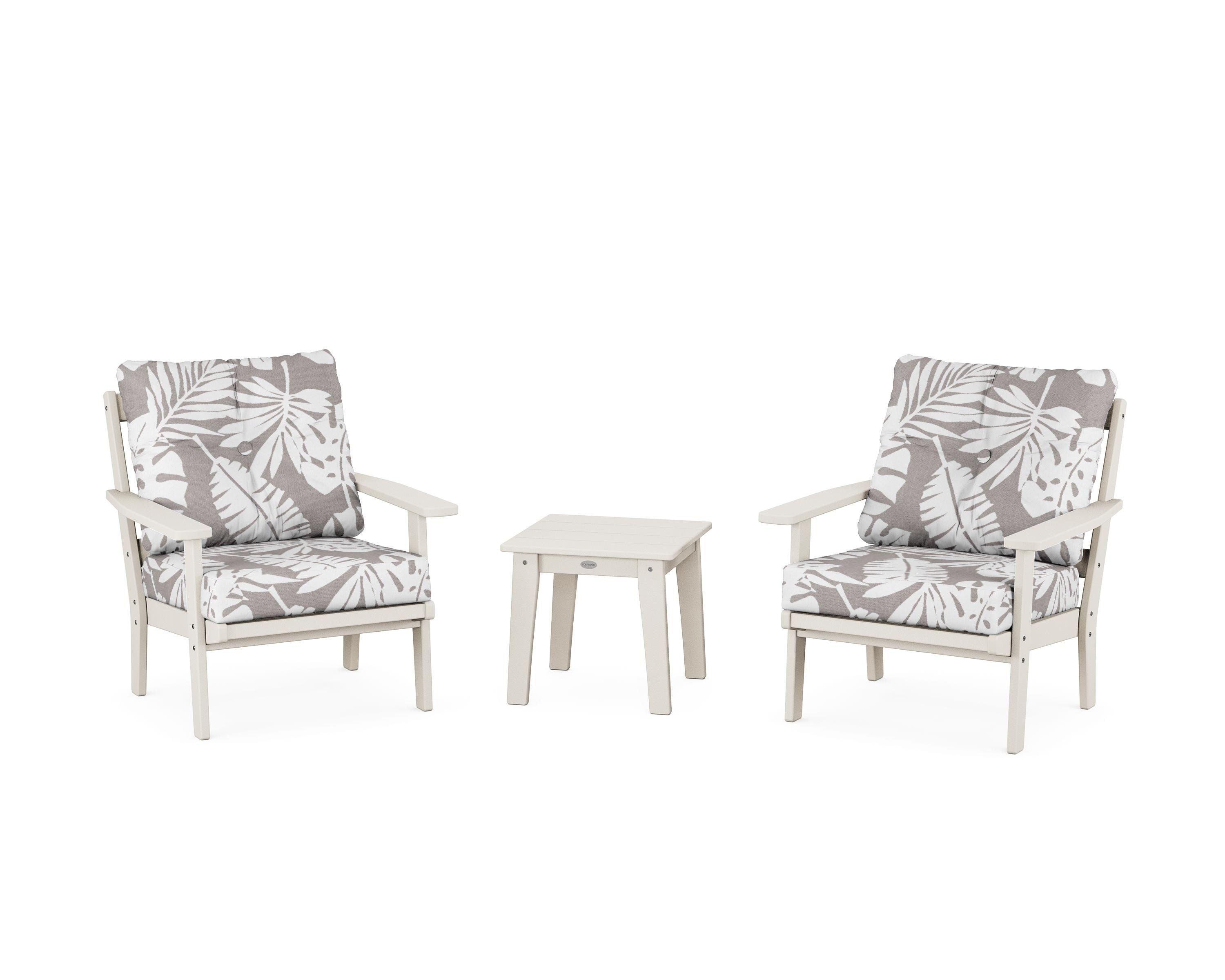 POLYWOOD® Prairie 3-Piece Deep Seating Set in Sand / Leaf Grey Mist