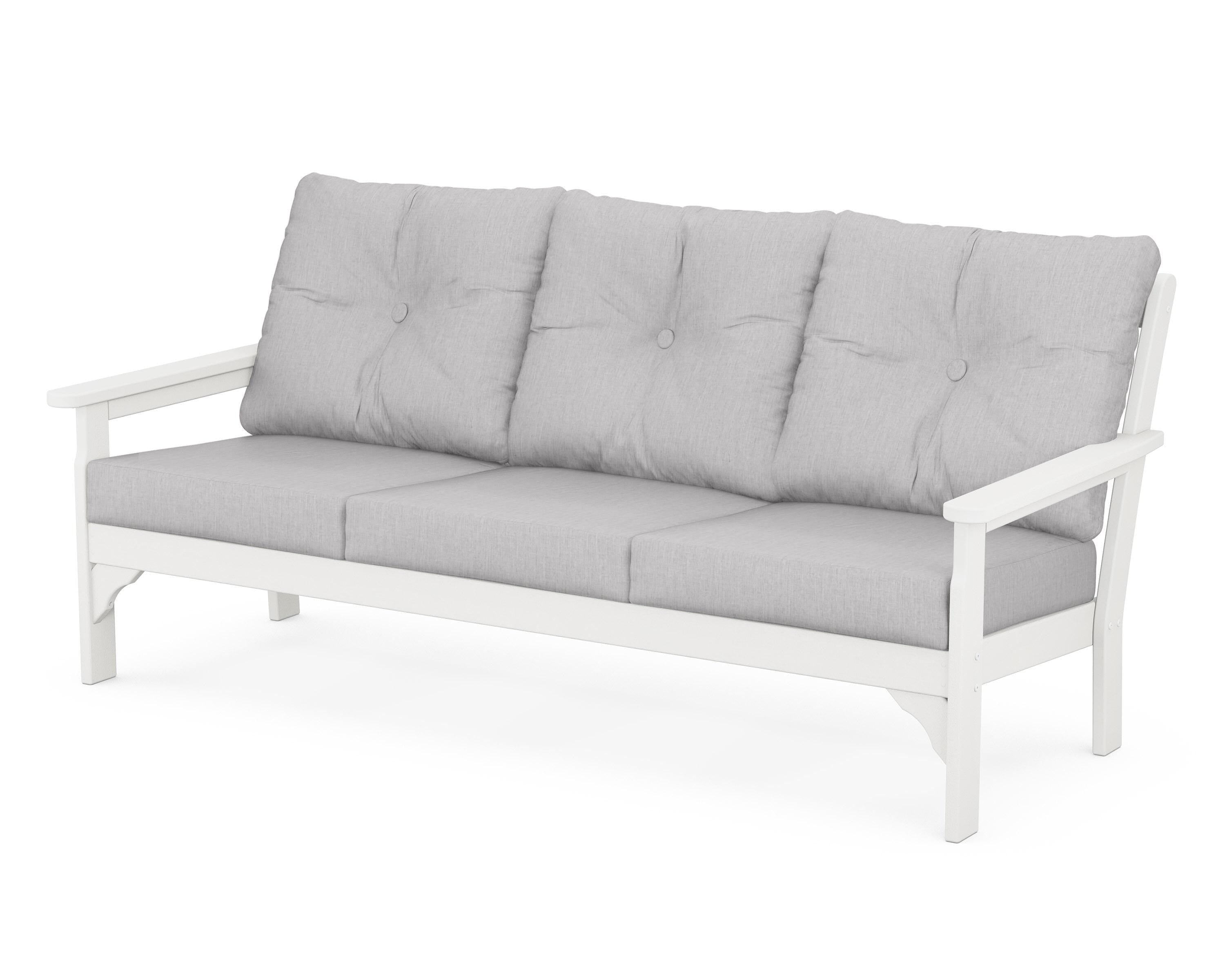 POLYWOOD® Vineyard Deep Seating Sofa in White / Granite