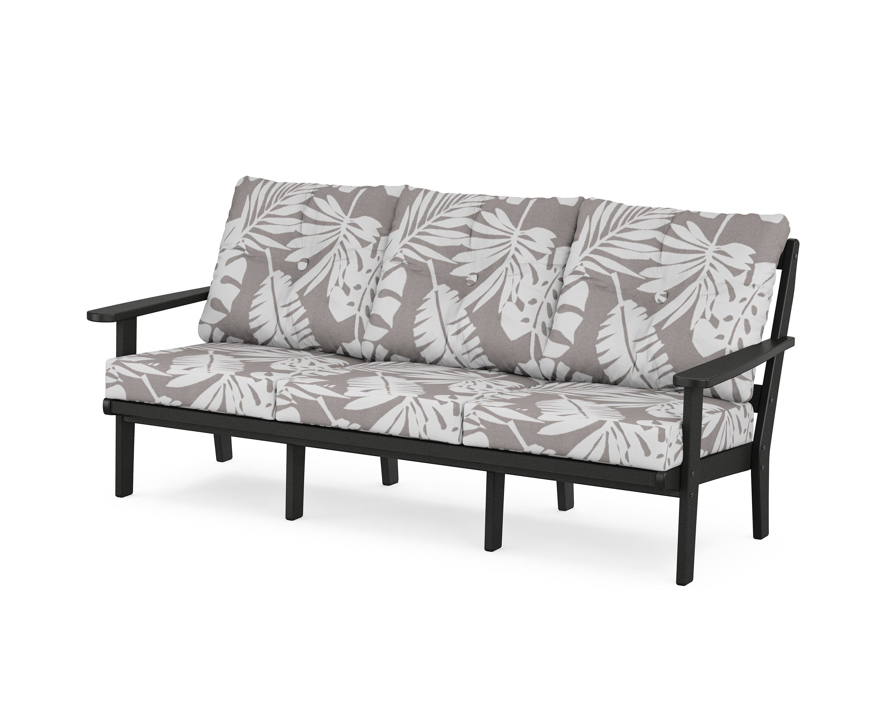 POLYWOOD® Mission Deep Seating Sofa in Black / Leaf Grey Mist