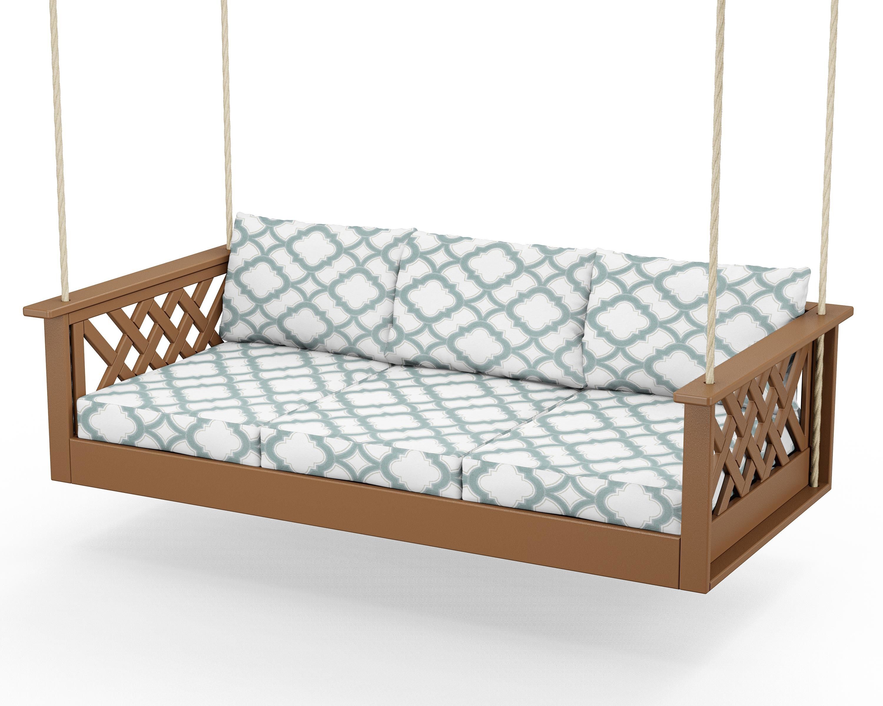 Country Living Wovendale Daybed Swing in Teak / Trellis Glacier Spa