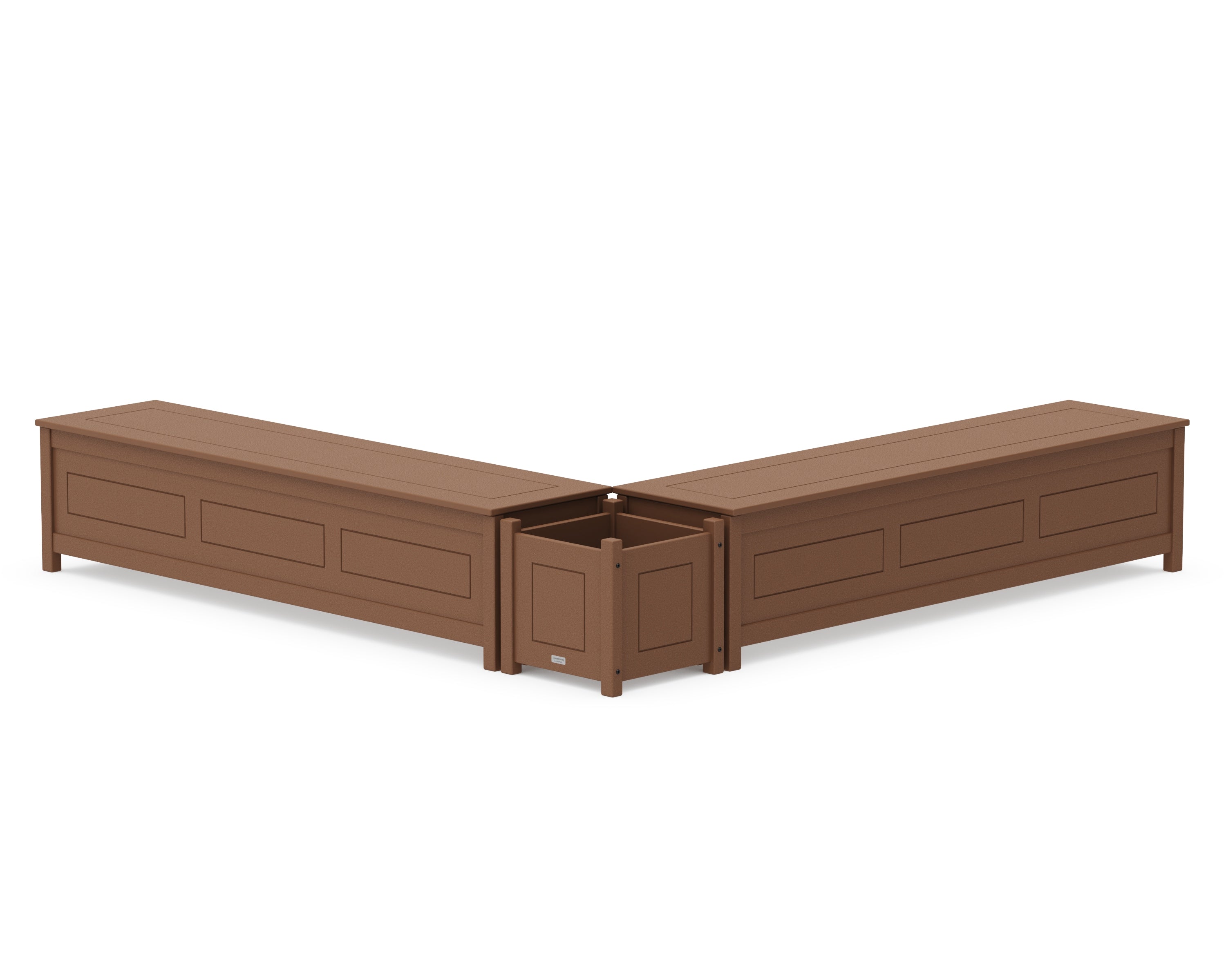 Country Living 72" Country Living L- Shaped Planter Storage Bench Set in Teak