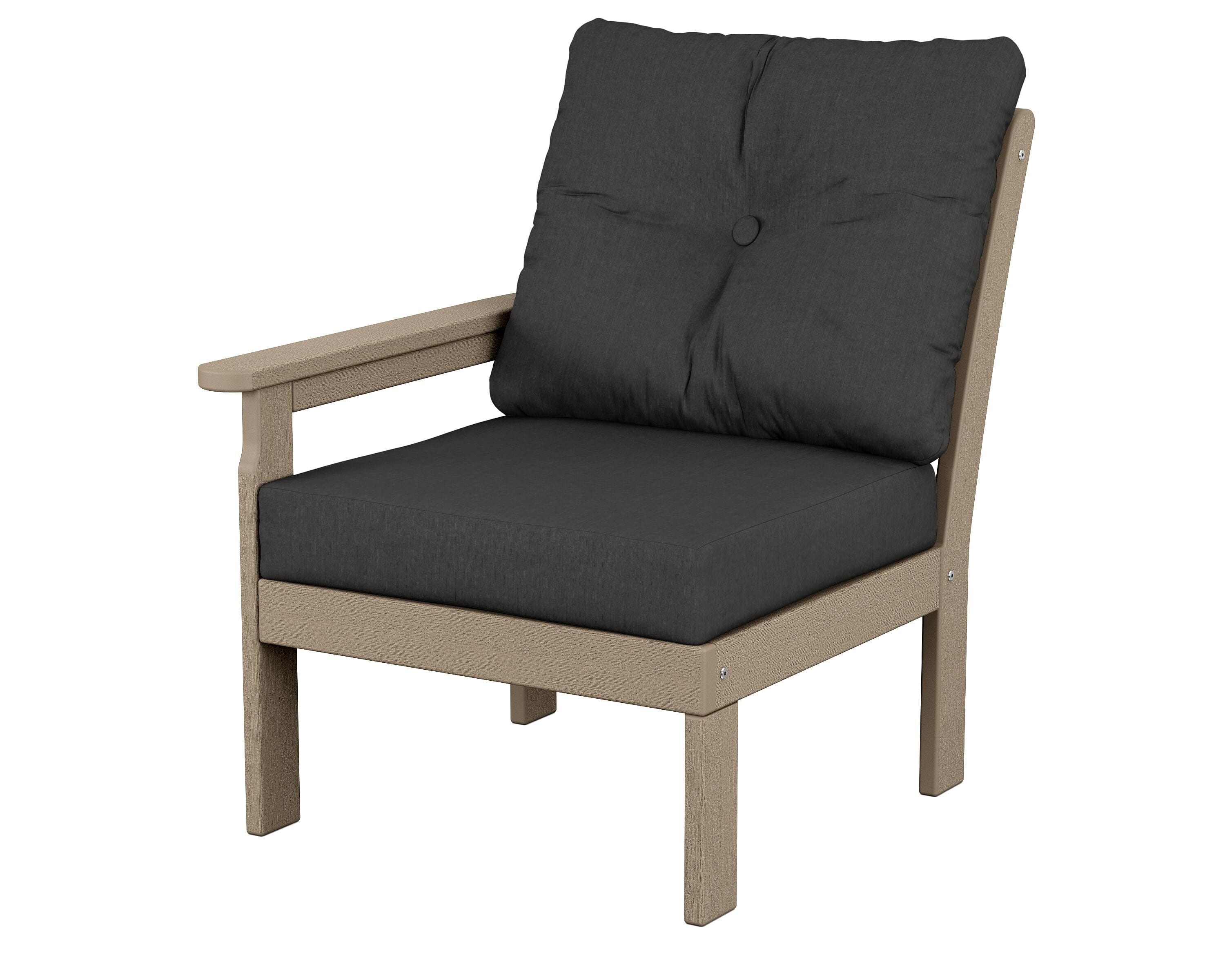 POLYWOOD® Vineyard Modular Left Arm Chair in Vintage Sahara / Spectrum Carbon