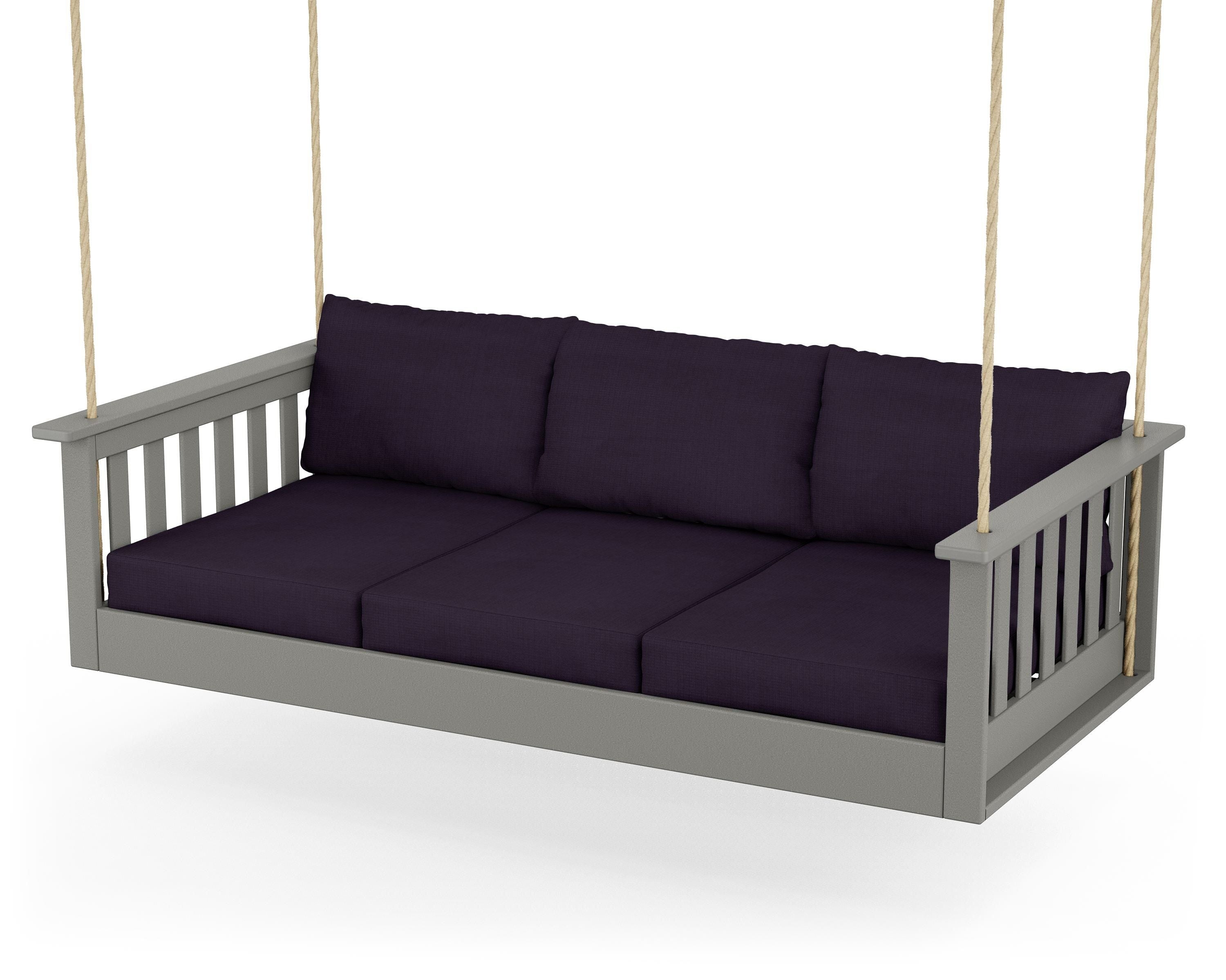 POLYWOOD® Vineyard Daybed Swing in Slate Grey / Navy Linen