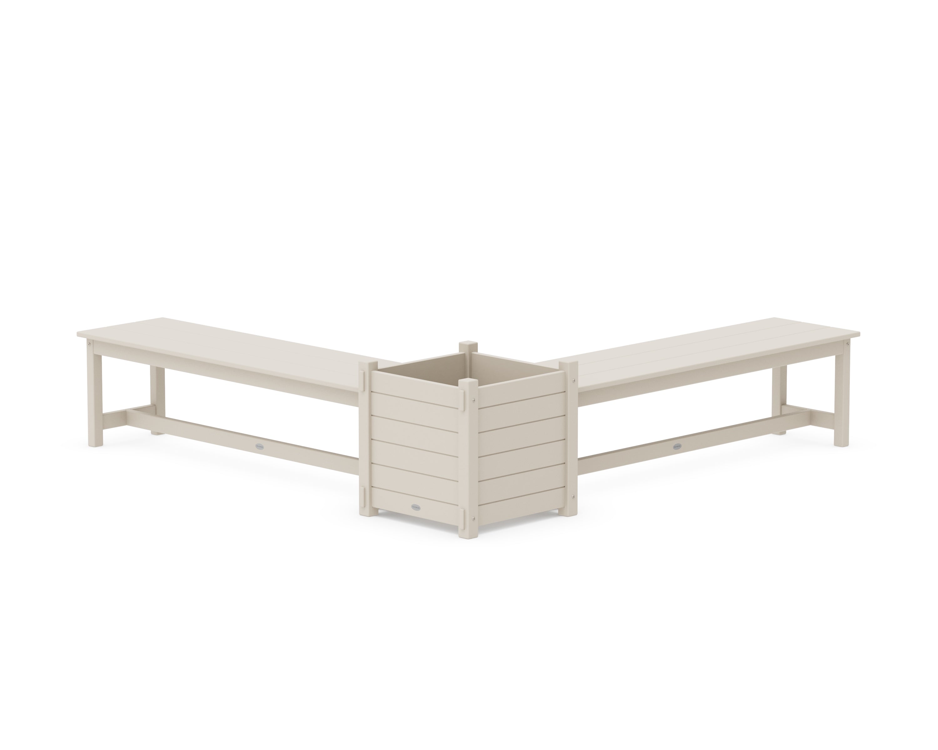 POLYWOOD® 60" Nautical L- Shaped Planter Bench Set- Large in Sand