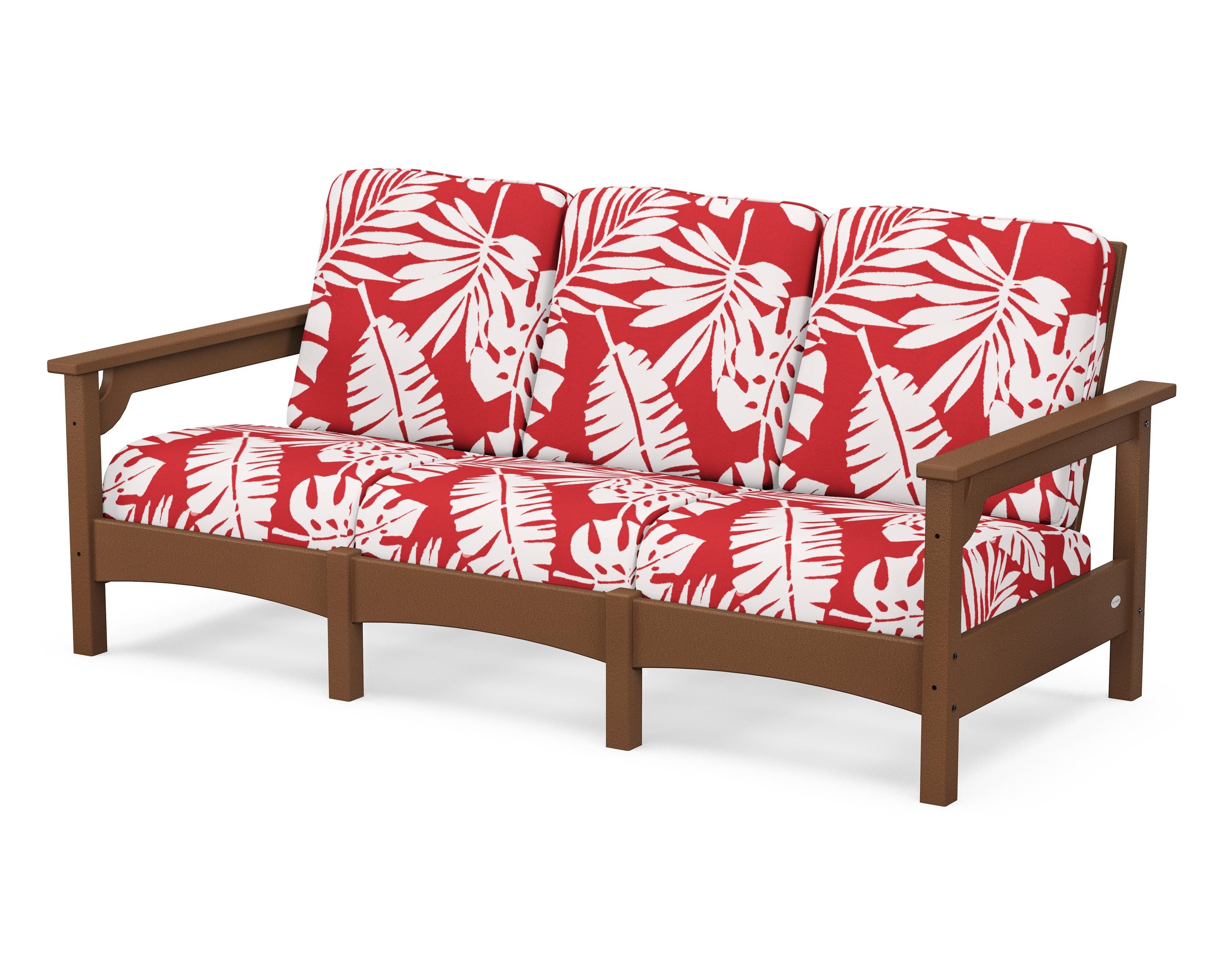 POLYWOOD® Club Sofa in Teak / Leaf Crimson
