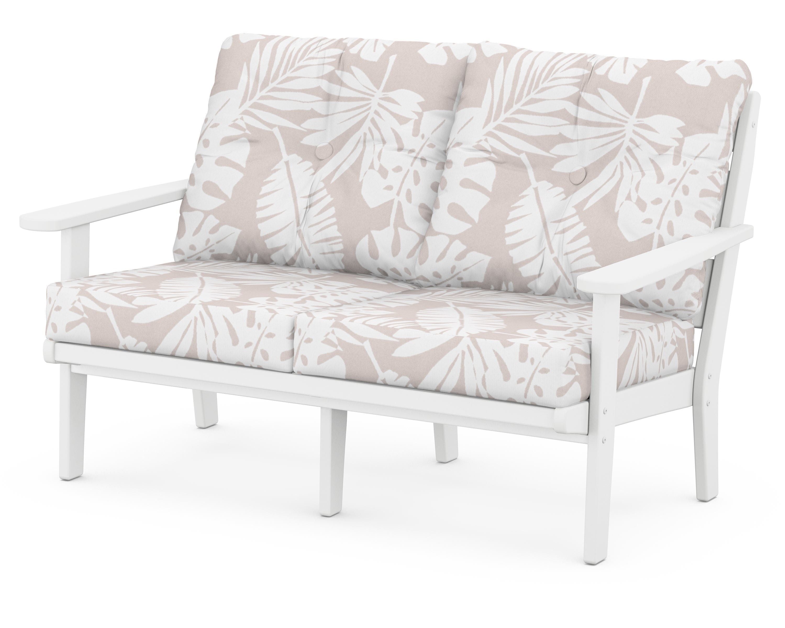 POLYWOOD® Lakeside Deep Seating Loveseat in White / Leaf Dune Burlap
