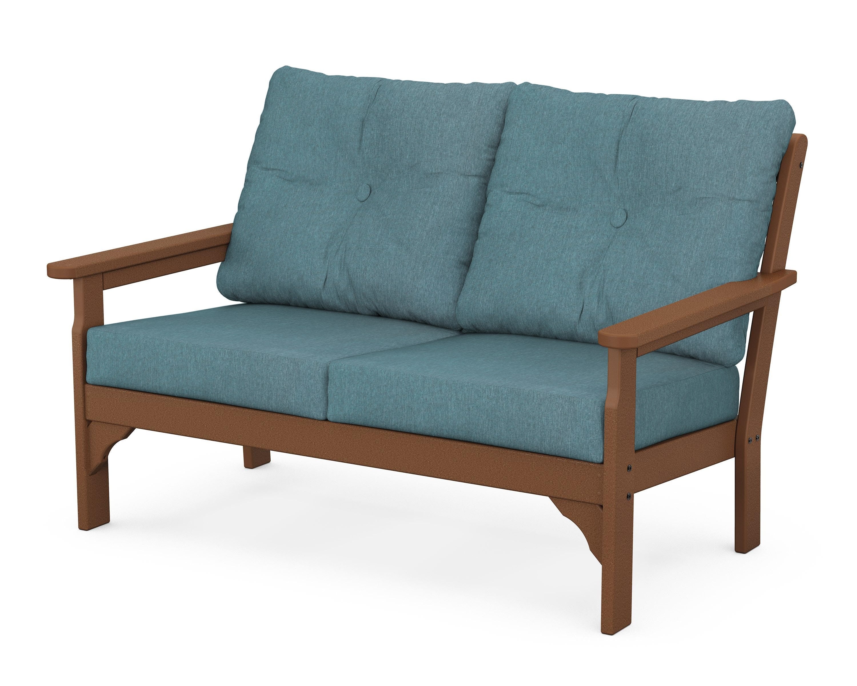 POLYWOOD® Vineyard Deep Seating Loveseat in Teak / Ocean Teal