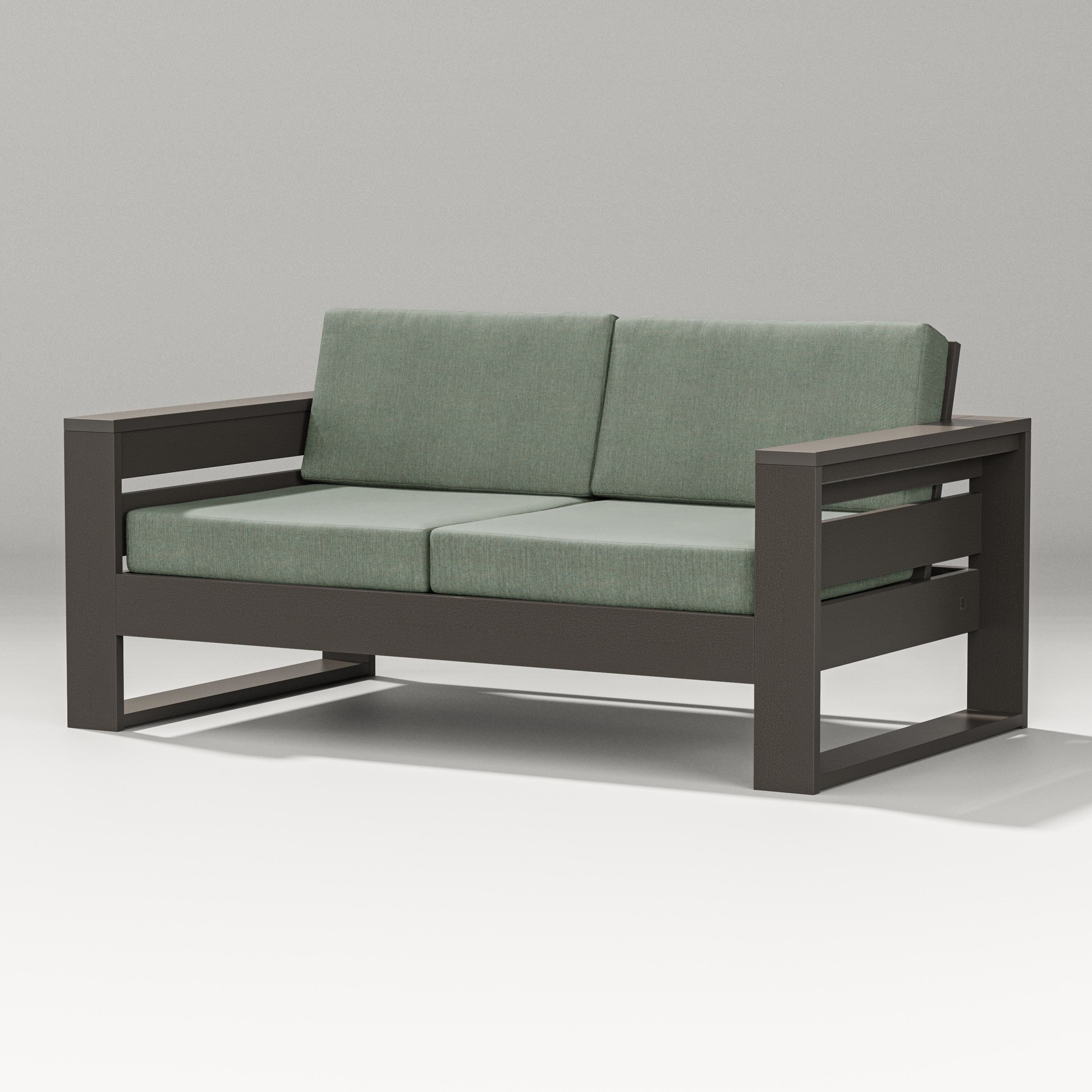PW Designer Series Latitude Loveseat in Vintage Coffee / Cast Sage