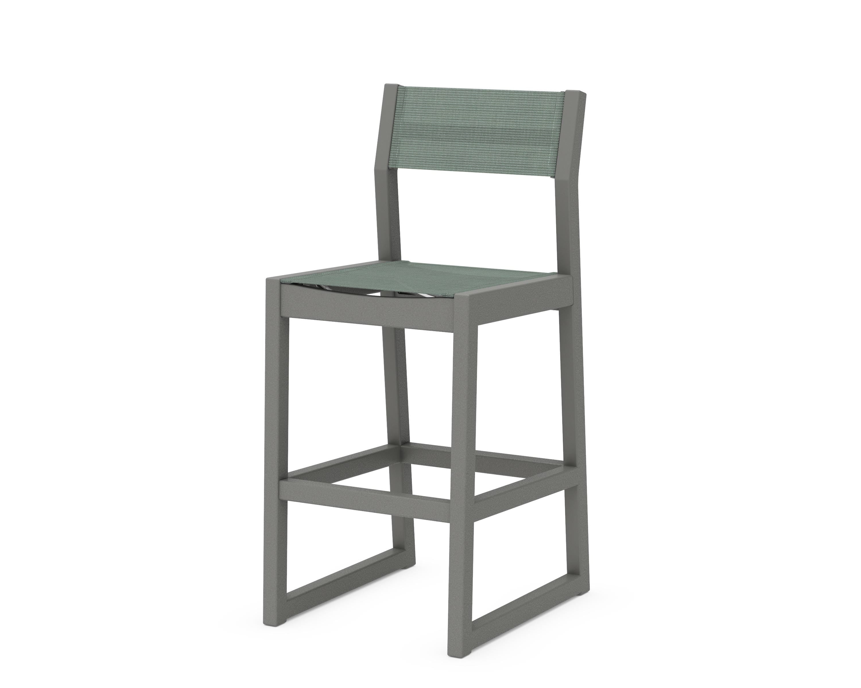 POLYWOOD® EDGE Sling Bar Side Chair in Slate Grey / Dupioni Sea Mist Sling
