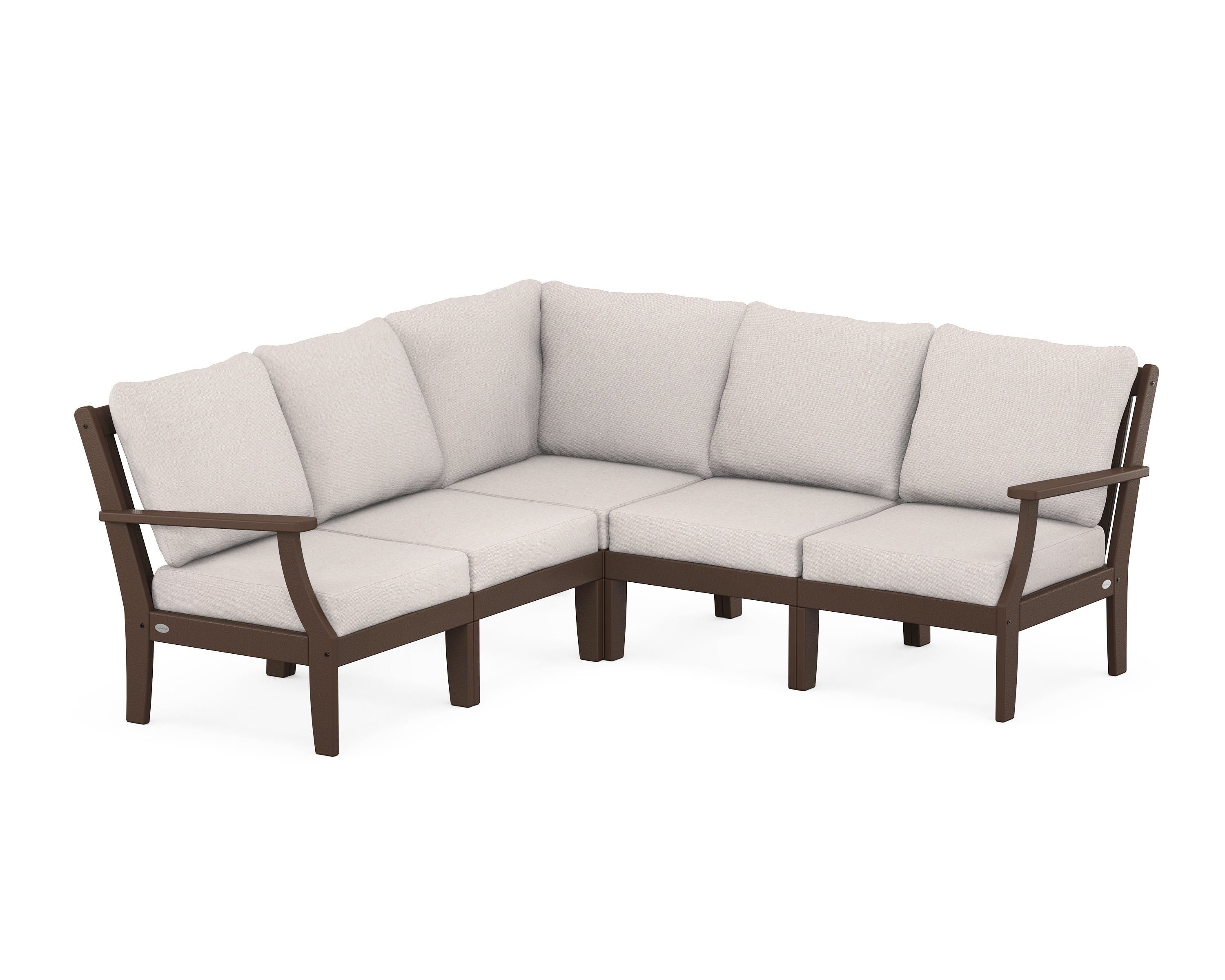 POLYWOOD® Braxton Modular 5-Piece Deep Seating Set in Mahogany / Dune Burlap