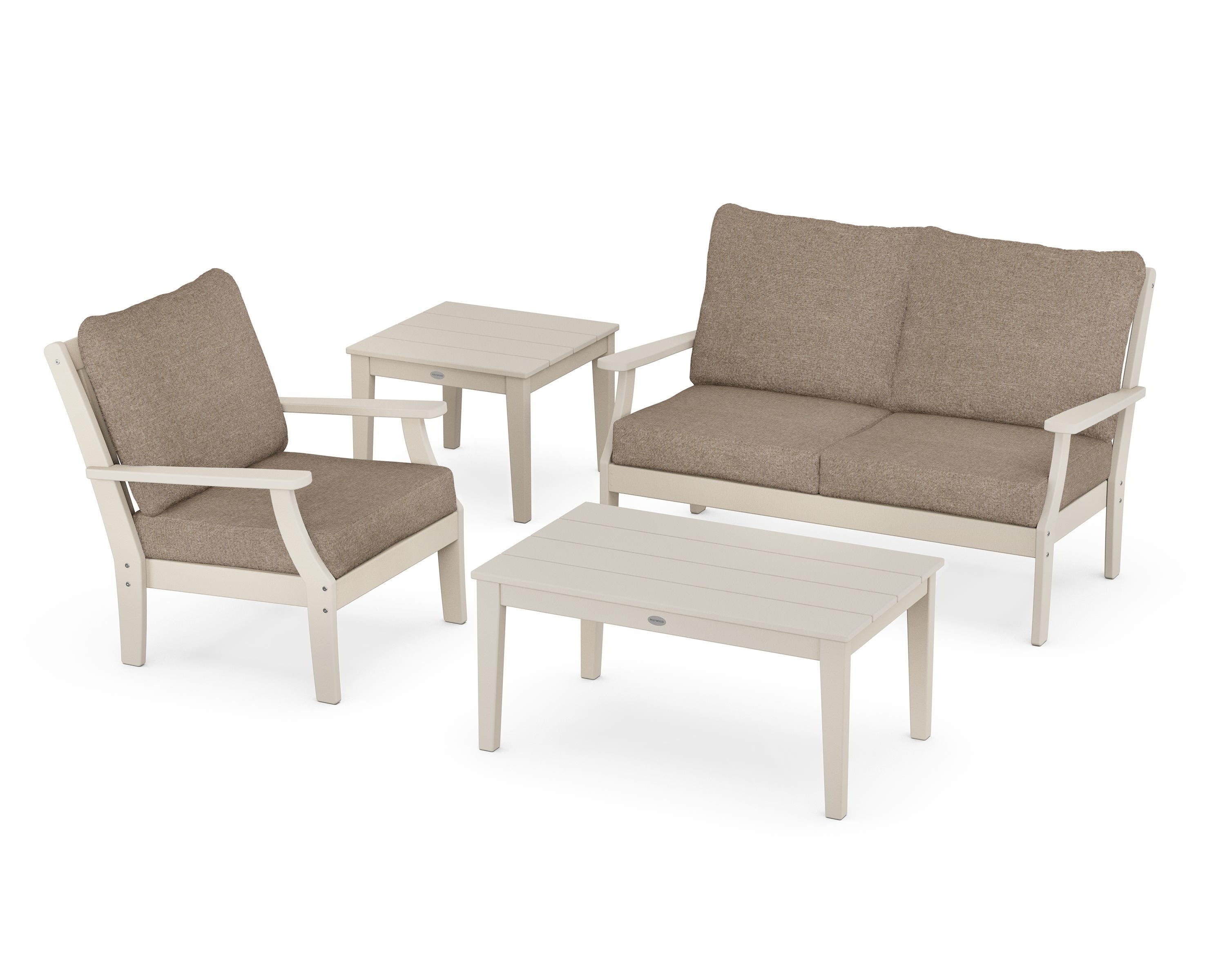POLYWOOD® Braxton 4-Piece Deep Seating Set in Sand / Spiced Burlap