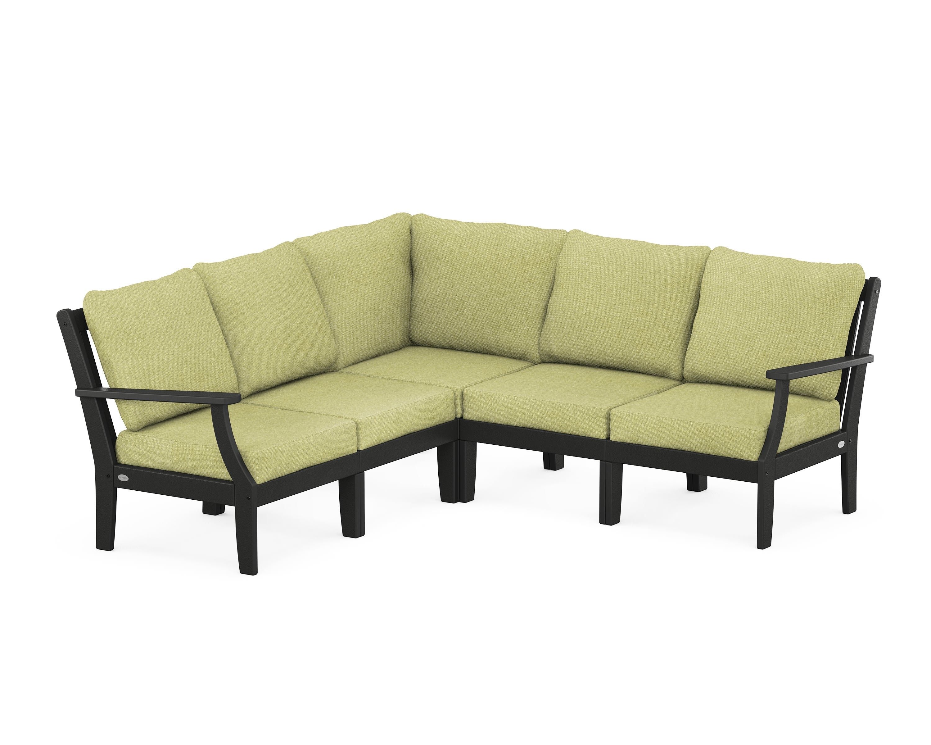 POLYWOOD® Braxton Modular 5-Piece Deep Seating Set in Black / Chartreuse Boucle