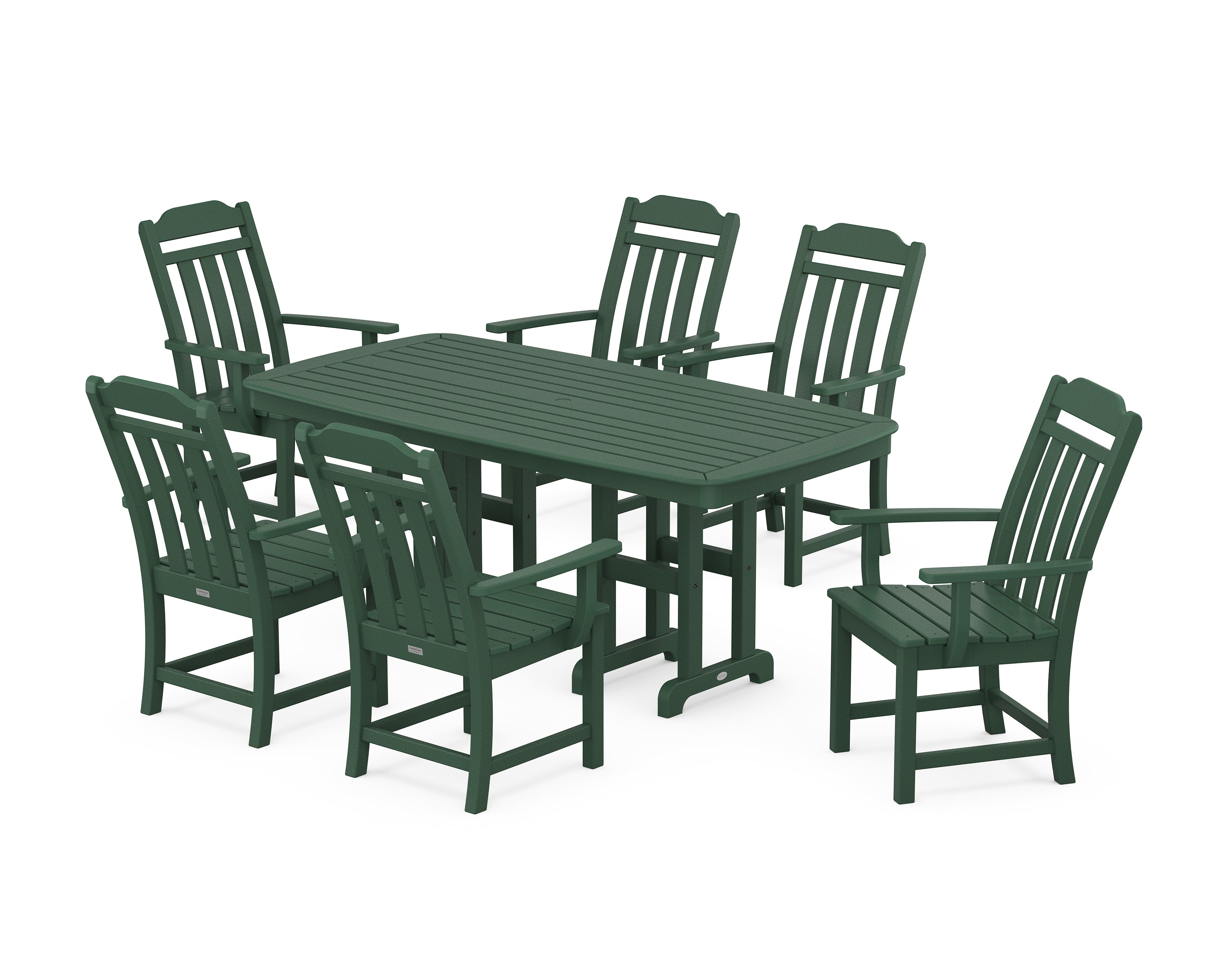 Country Living Cottage Arm Chair 7-Piece Dining Set in Green
