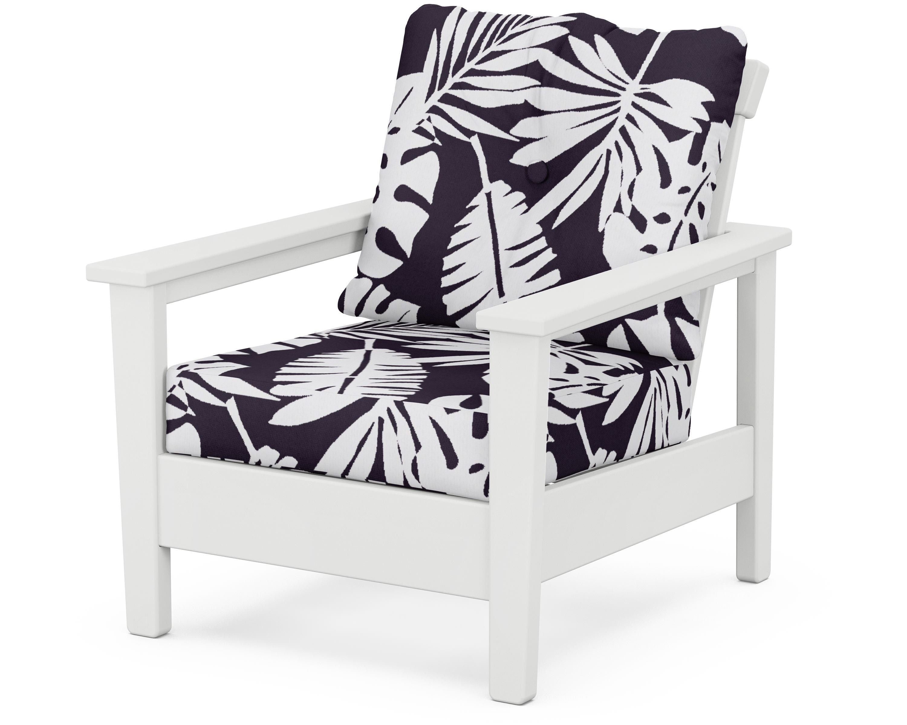 POLYWOOD® Prescott Deep Seating Chair in White / Leaf Navy