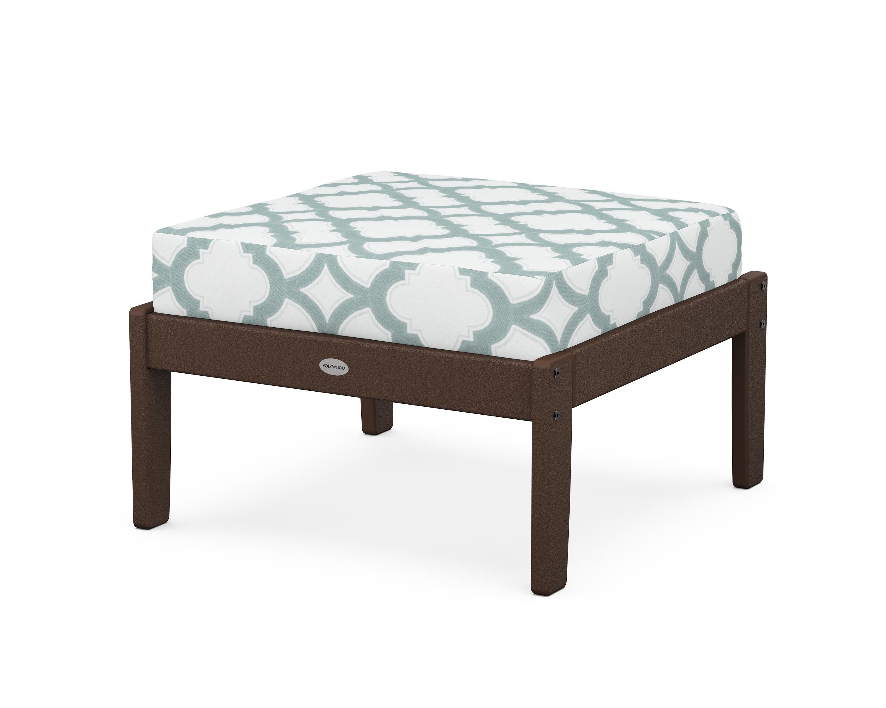 POLYWOOD® Braxton Deep Seating Ottoman in Mahogany / Trellis Glacier Spa