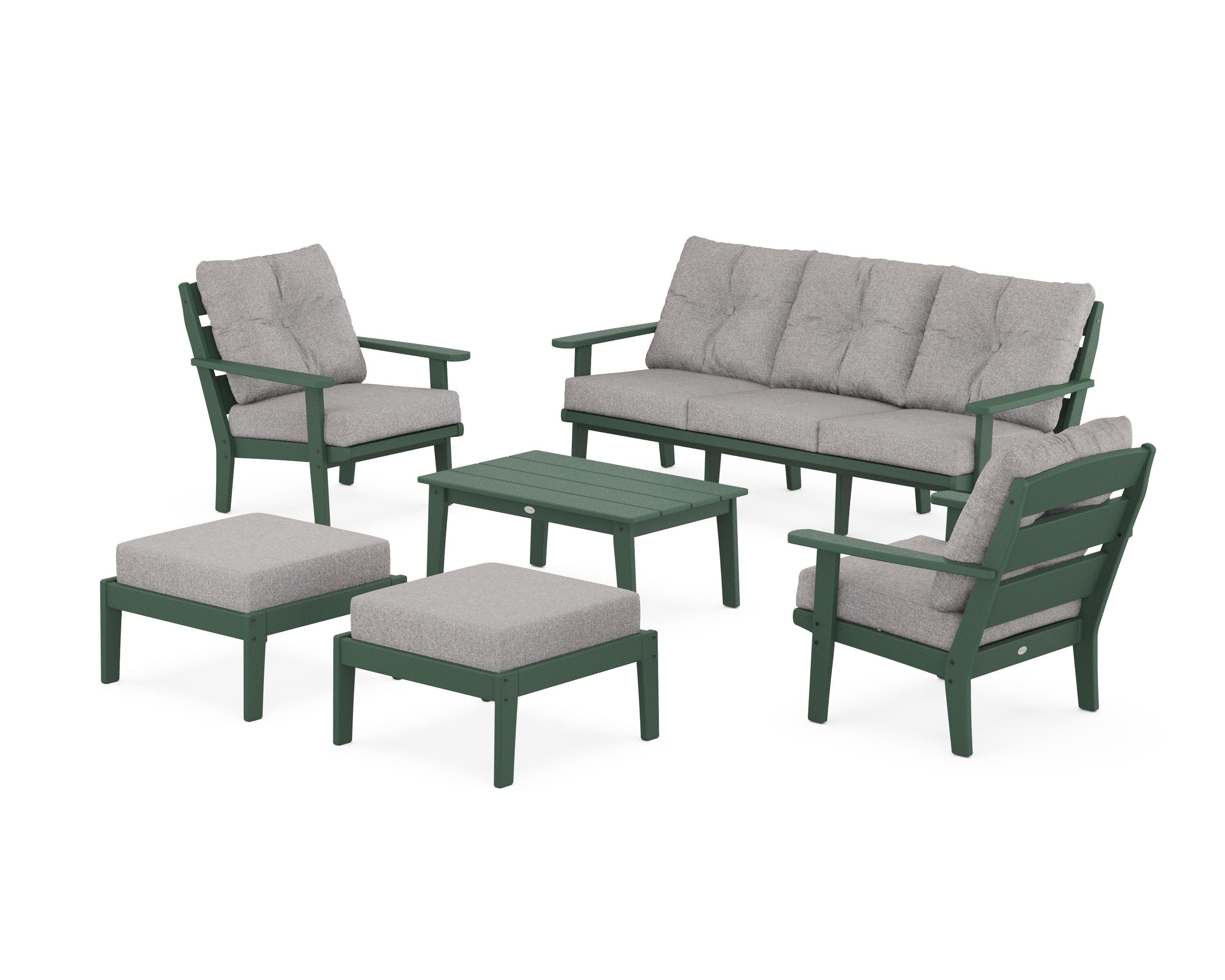 POLYWOOD® Lakeside 6-Piece Lounge Sofa Set in Green / Grey Mist