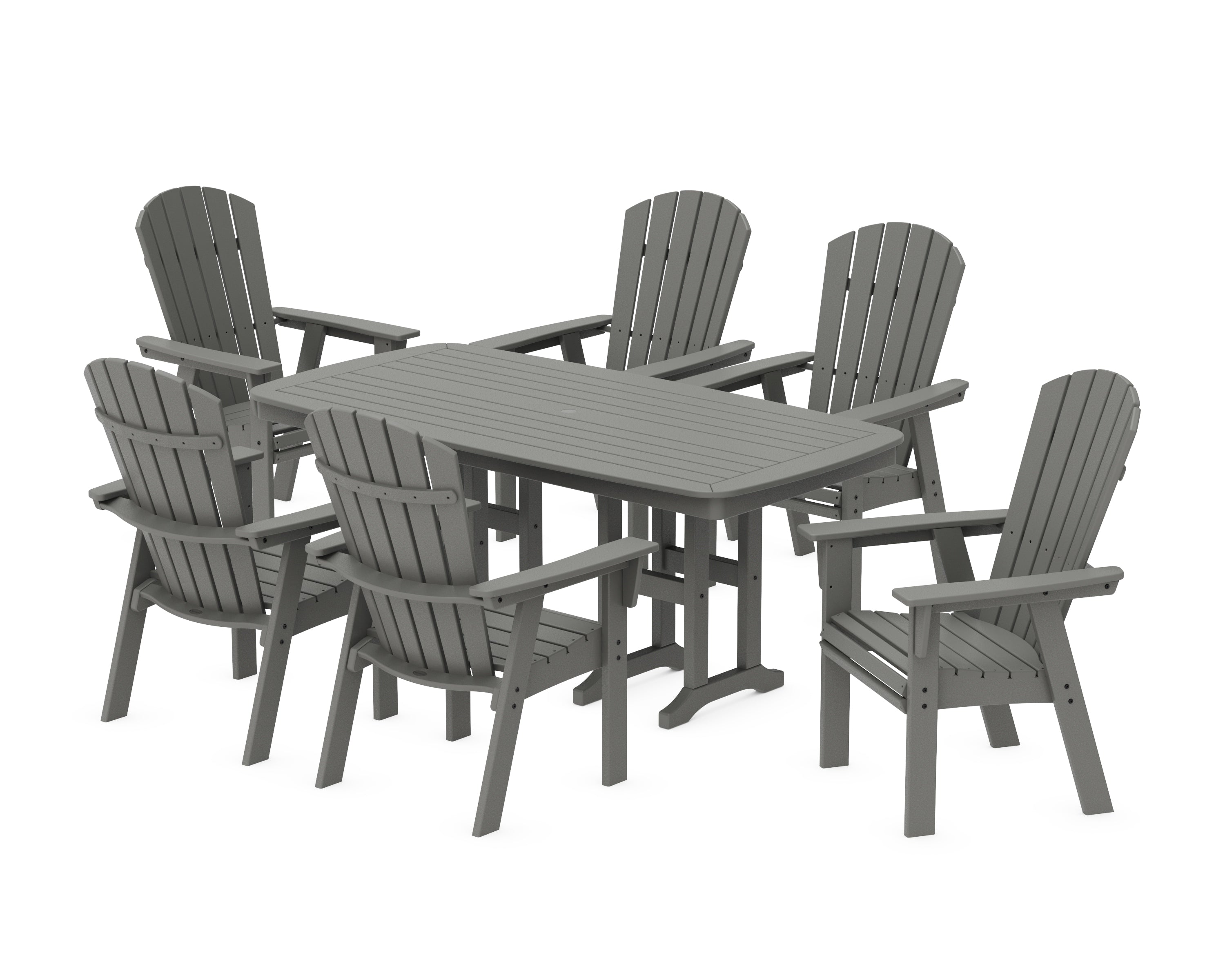 POLYWOOD® Nautical Curveback Adirondack 7-Piece Dining Set in Slate Grey