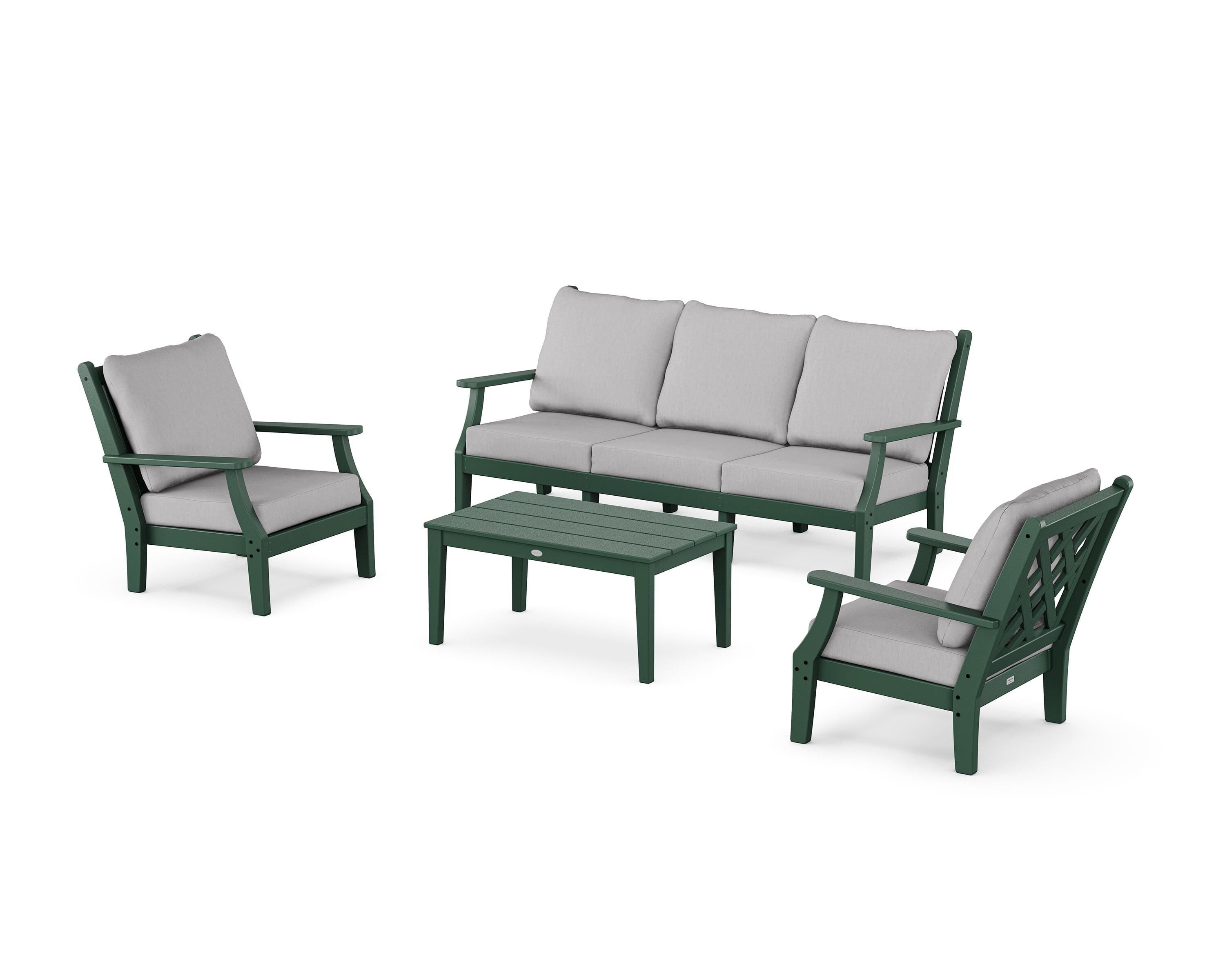Country Living Wovendale 4-Piece Deep Seating Set with Sofa in Green / Granite