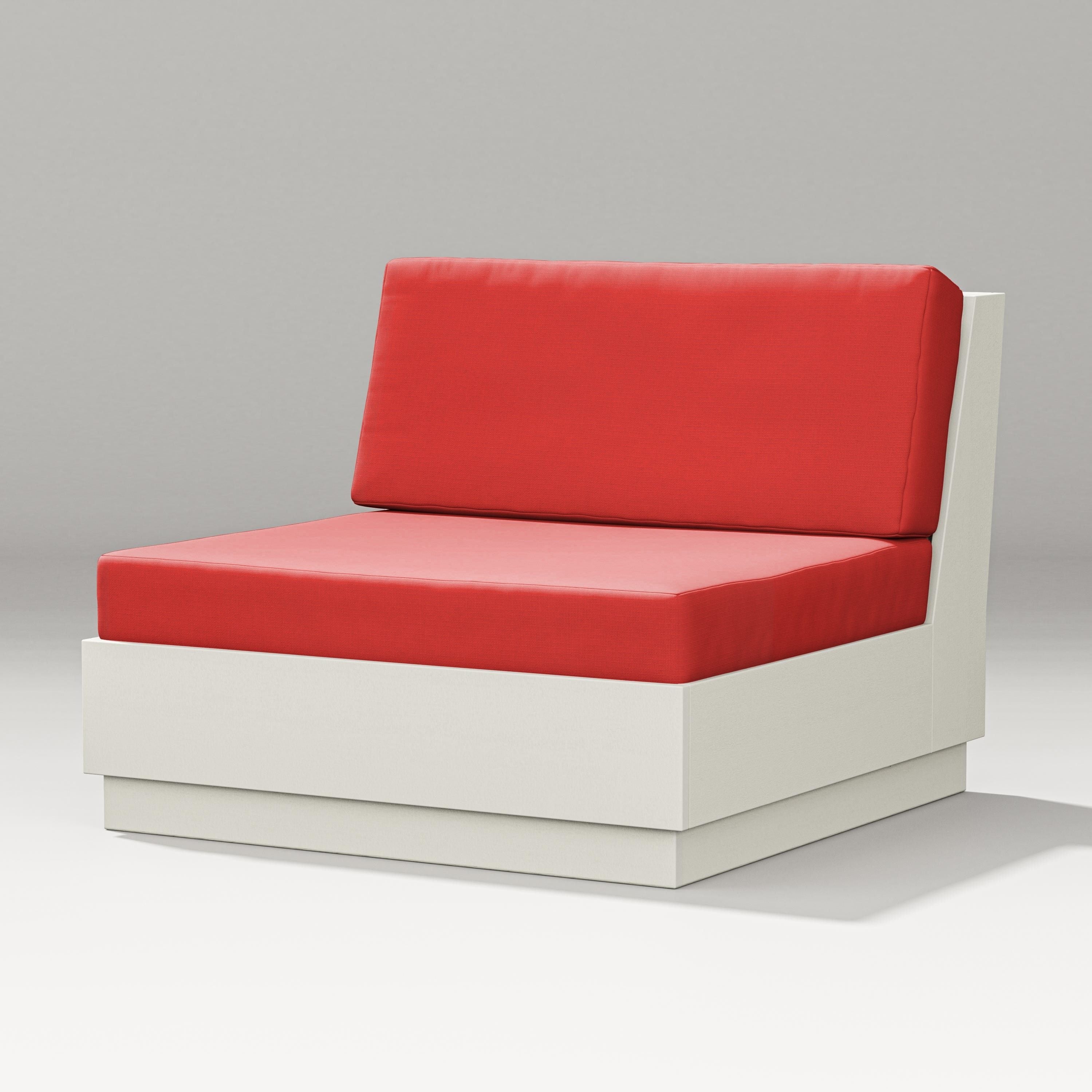 PW Designer Series Elevate Modular Armless Chair in Vintage White / Crimson Linen