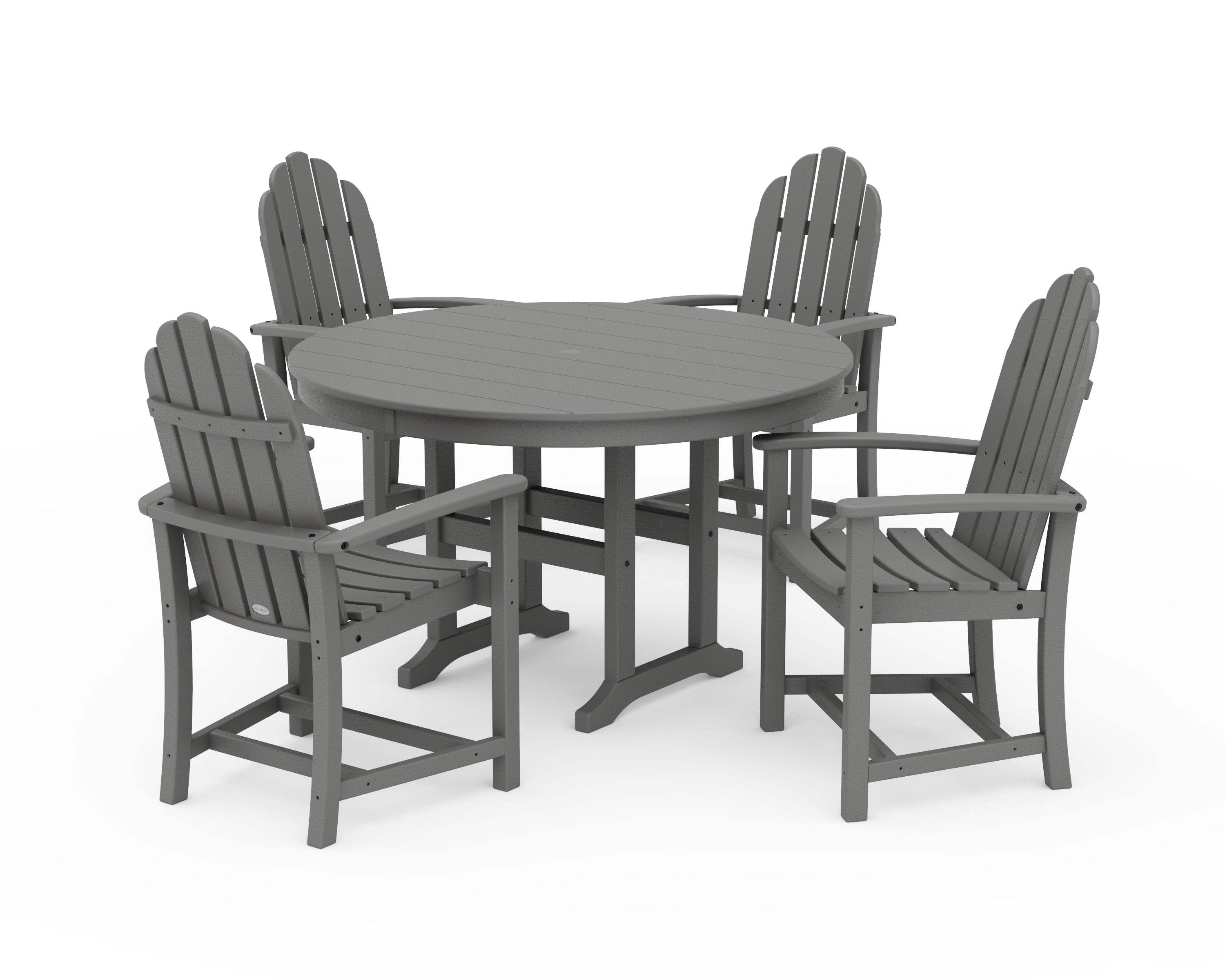 POLYWOOD® Classic Adirondack 5-Piece Round Farmhouse Dining Set in Slate Grey