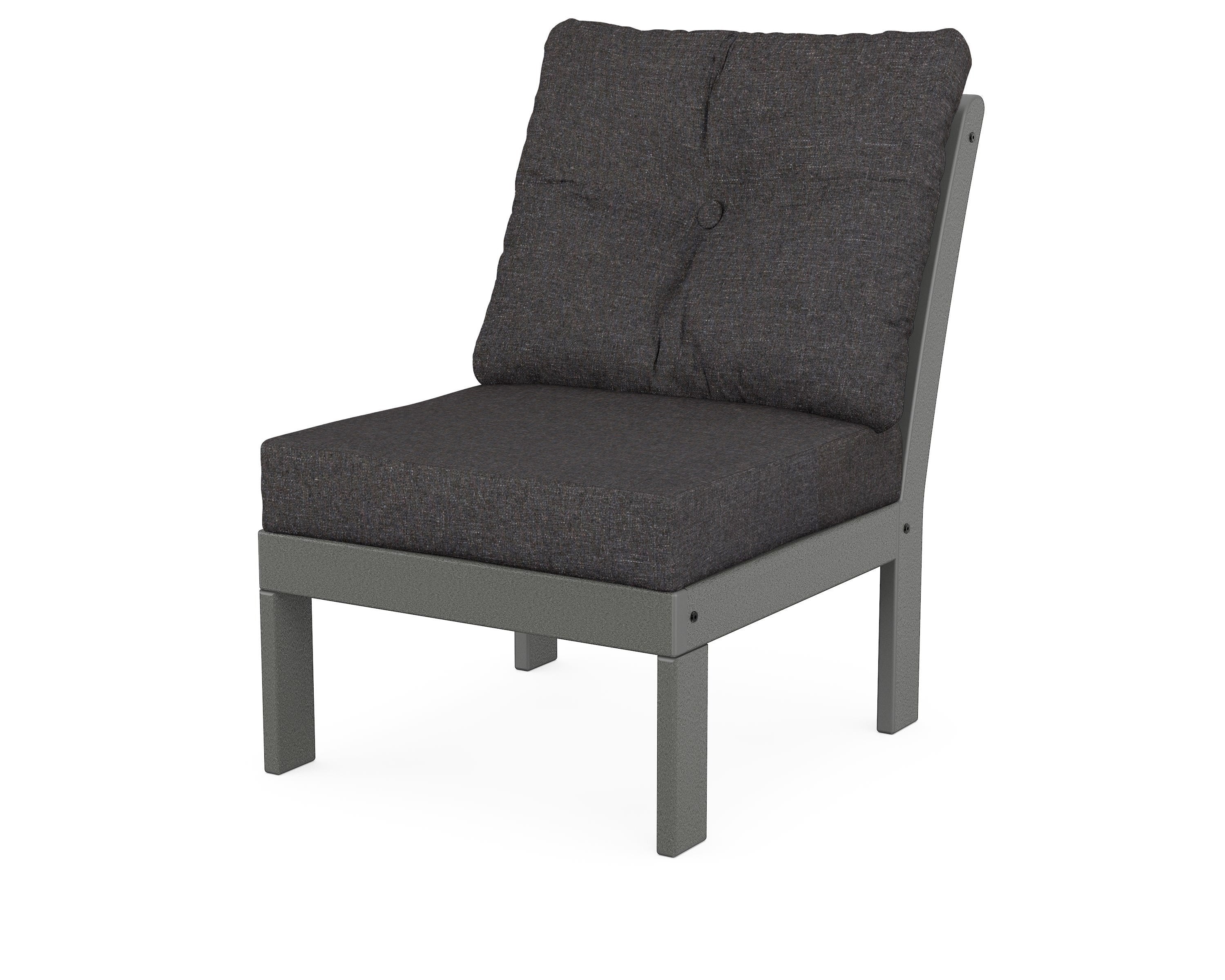 POLYWOOD® Vineyard Modular Armless Chair in Slate Grey / Ash Charcoal