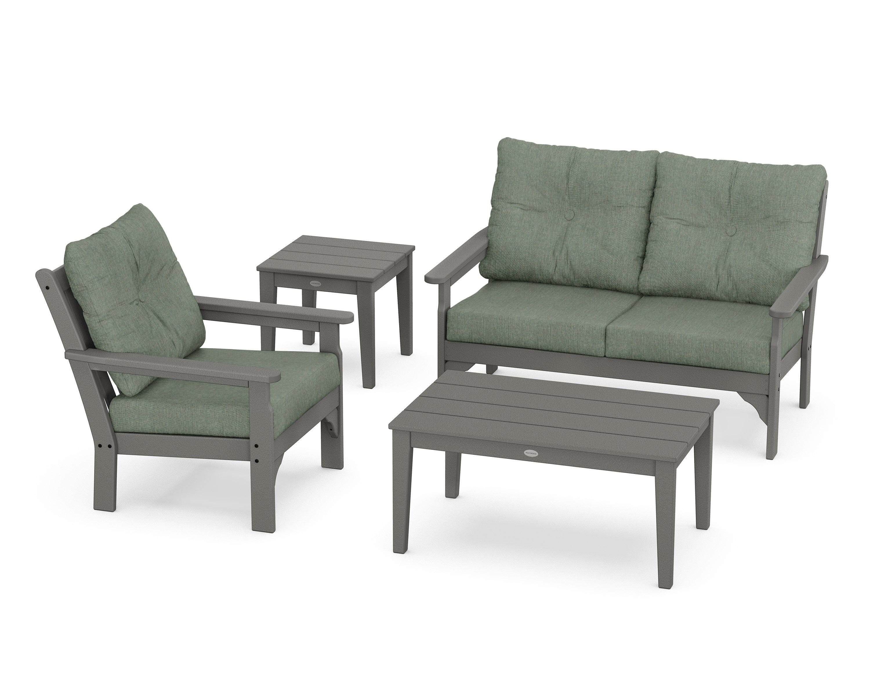POLYWOOD® Vineyard 4-Piece Deep Seating Set in Slate Grey / Cast Sage