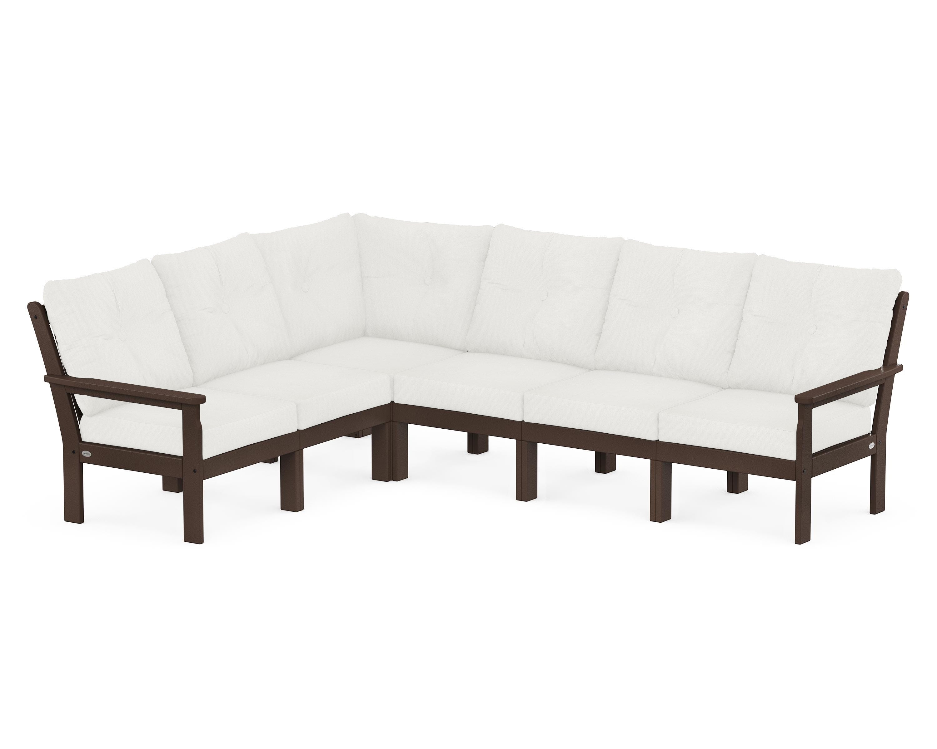 POLYWOOD® Vineyard 6-Piece Sectional in Mahogany / Natural Linen