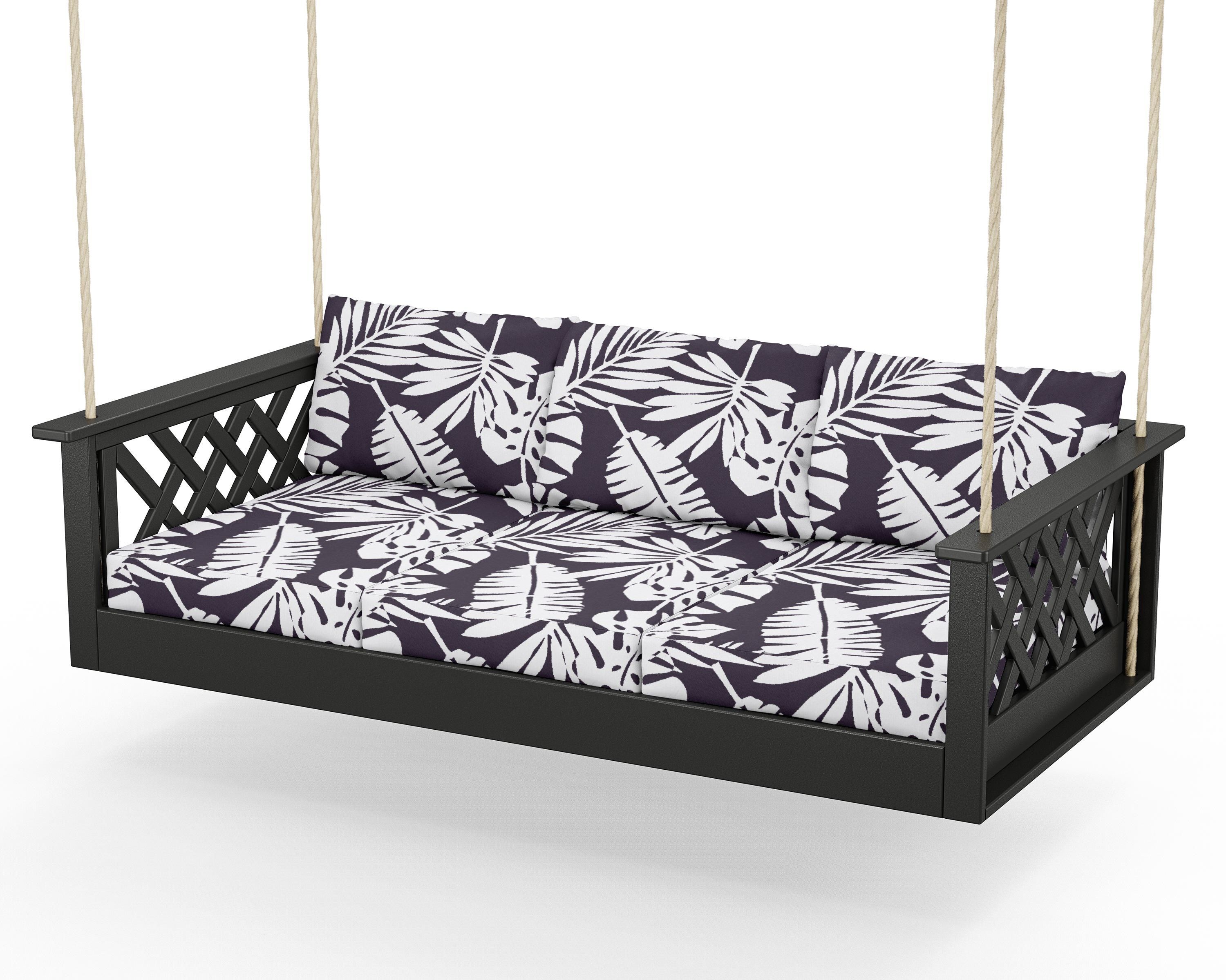 Country Living Wovendale Daybed Swing in Black / Leaf Navy