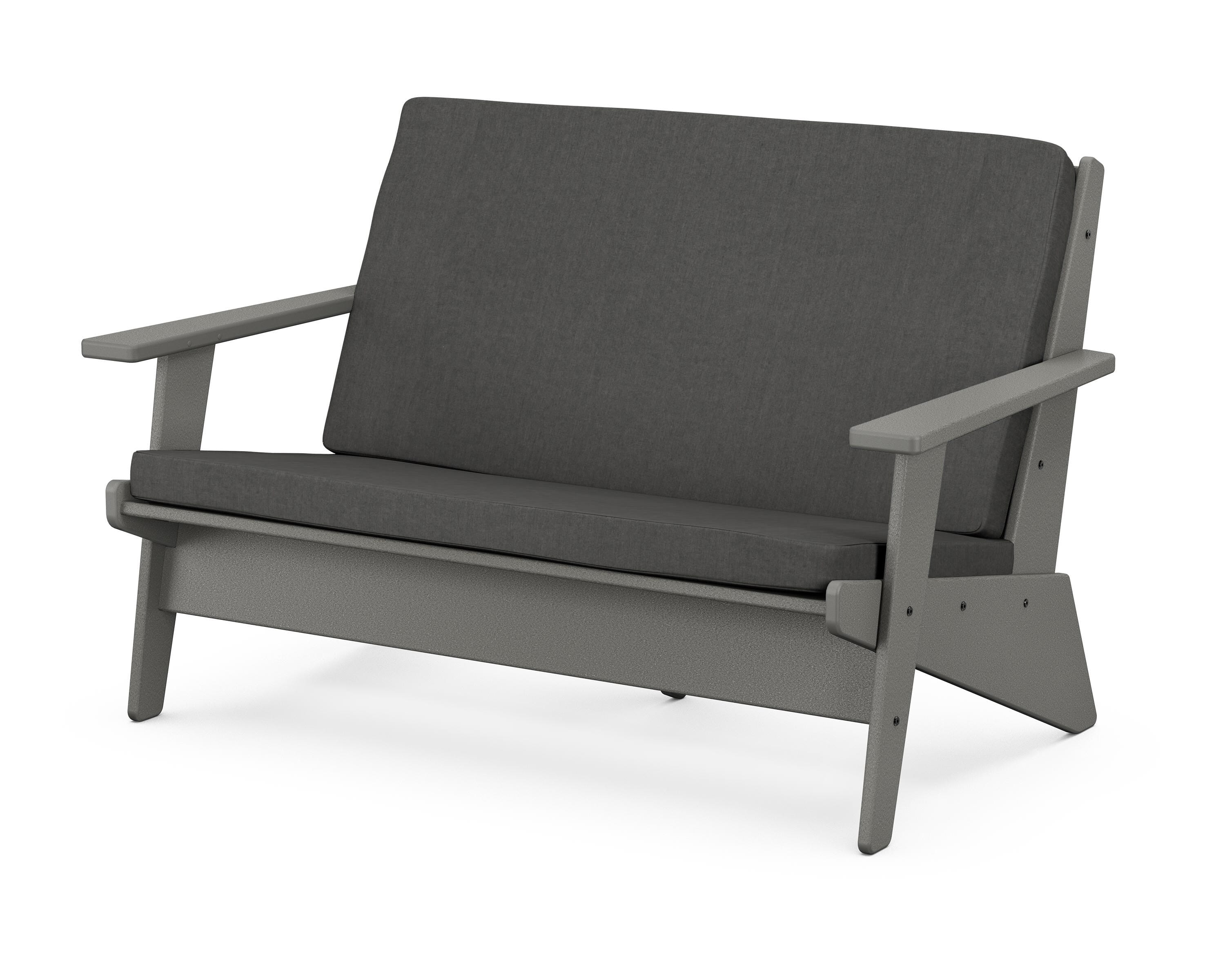POLYWOOD® Riviera Modern Lounge Loveseat in Slate Grey / Spectrum Carbon