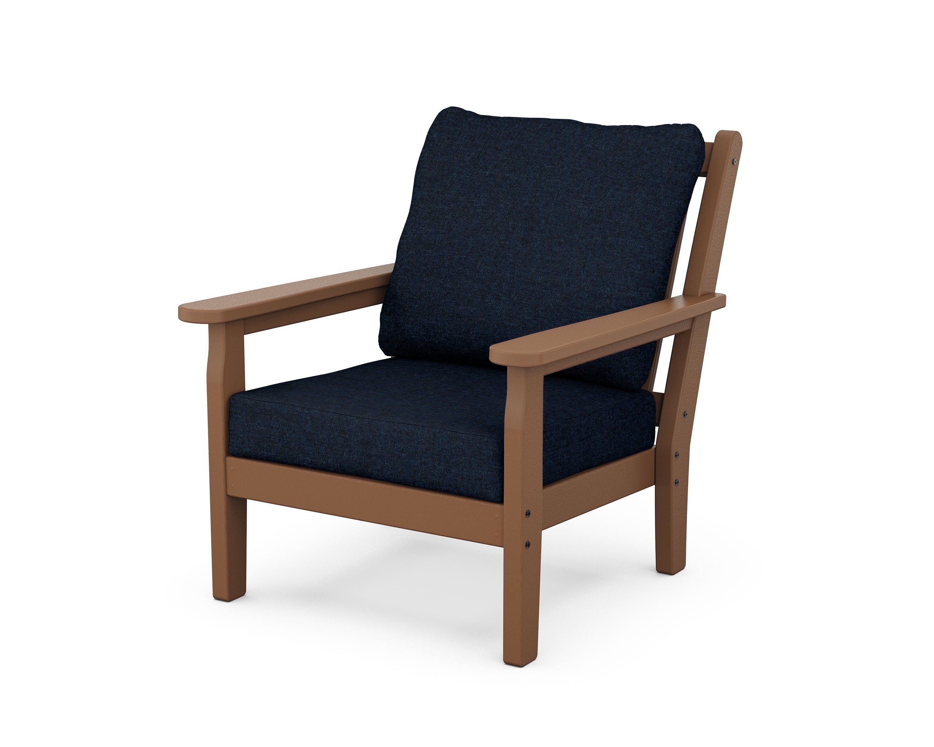 POLYWOOD® Chippendale Deep Seating Chair in Teak / Marine Indigo