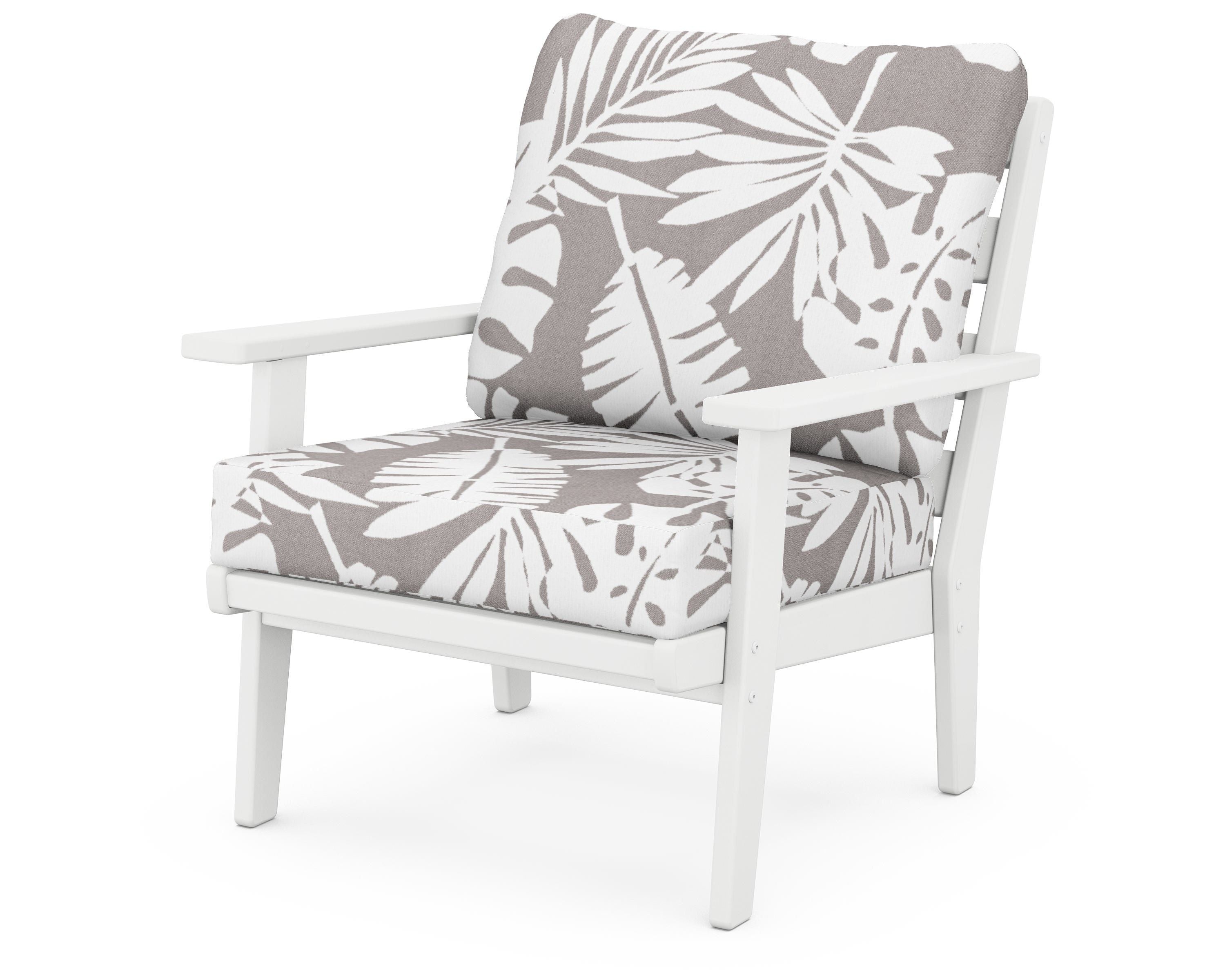 POLYWOOD® Grant Park Deep Seating Chair in White / Leaf Grey Mist