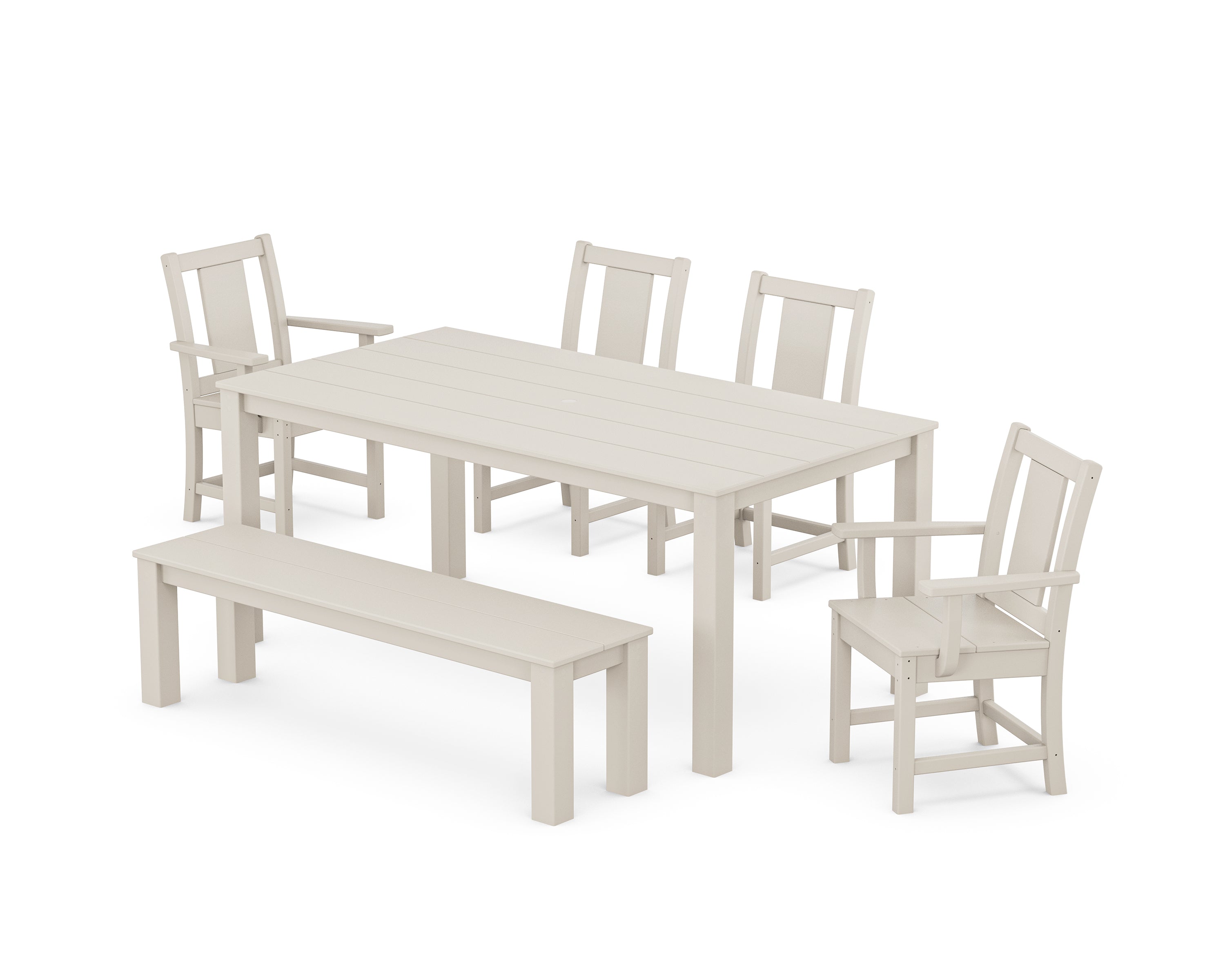 POLYWOOD® Prairie 6-Piece Parsons Dining Set with Bench in Sand