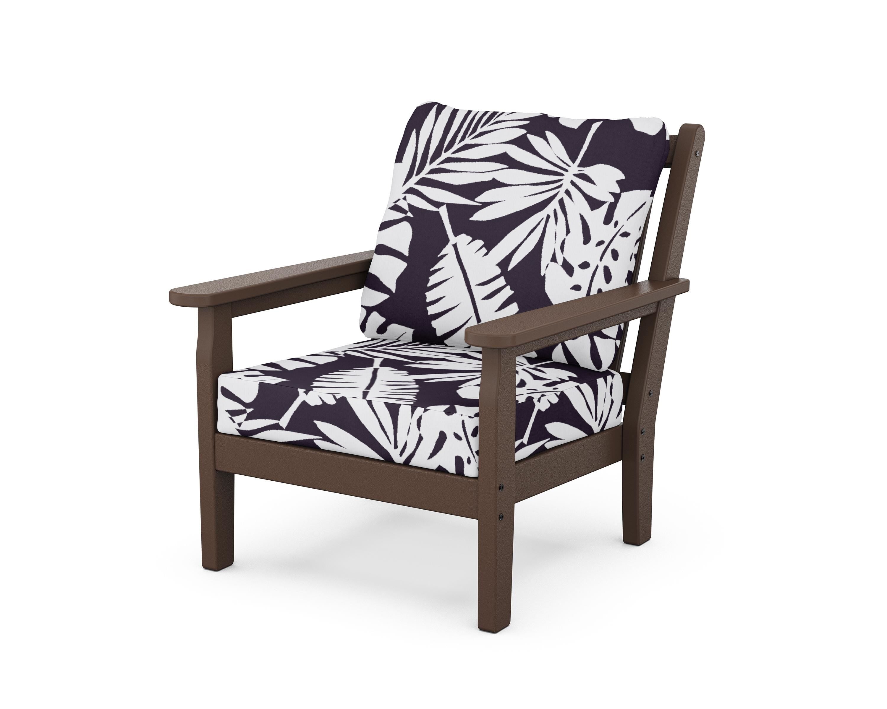 POLYWOOD® Chippendale Deep Seating Chair in Mahogany / Leaf Navy