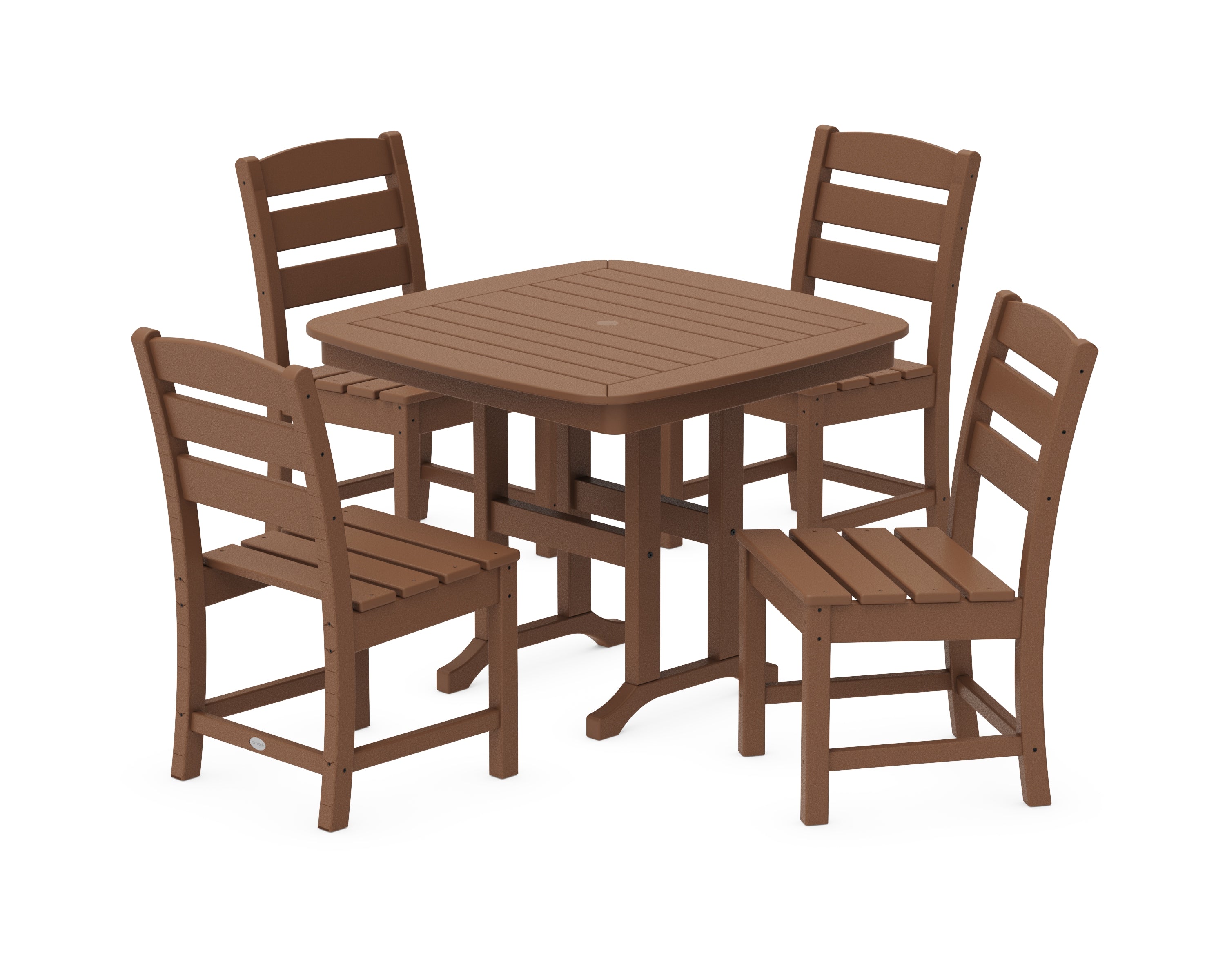 POLYWOOD® Lakeside 5-Piece Side Chair Dining Set in Teak