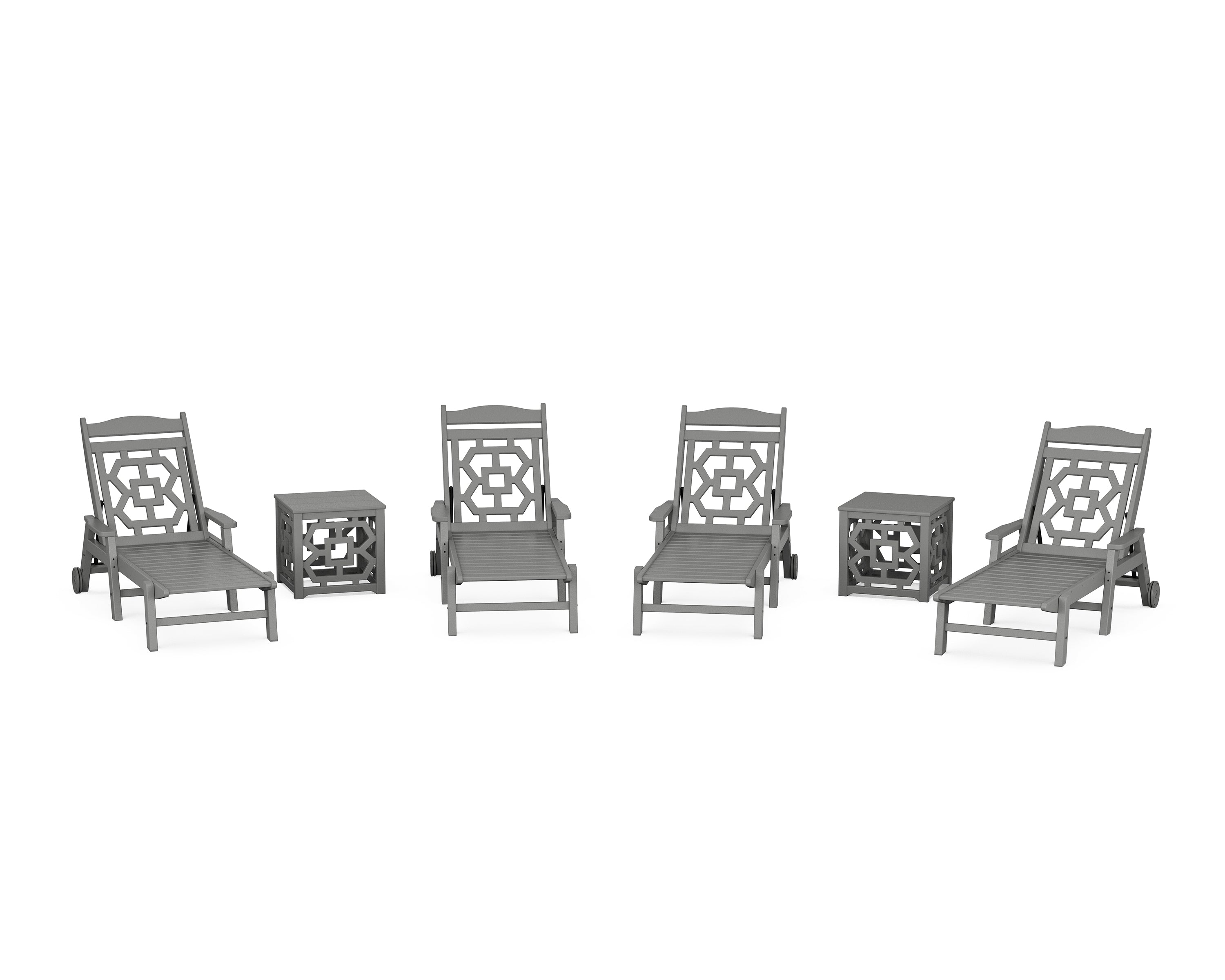 Martha Stewart by POLYWOOD® Chinoiserie 6-Piece Chaise Set in Slate Grey