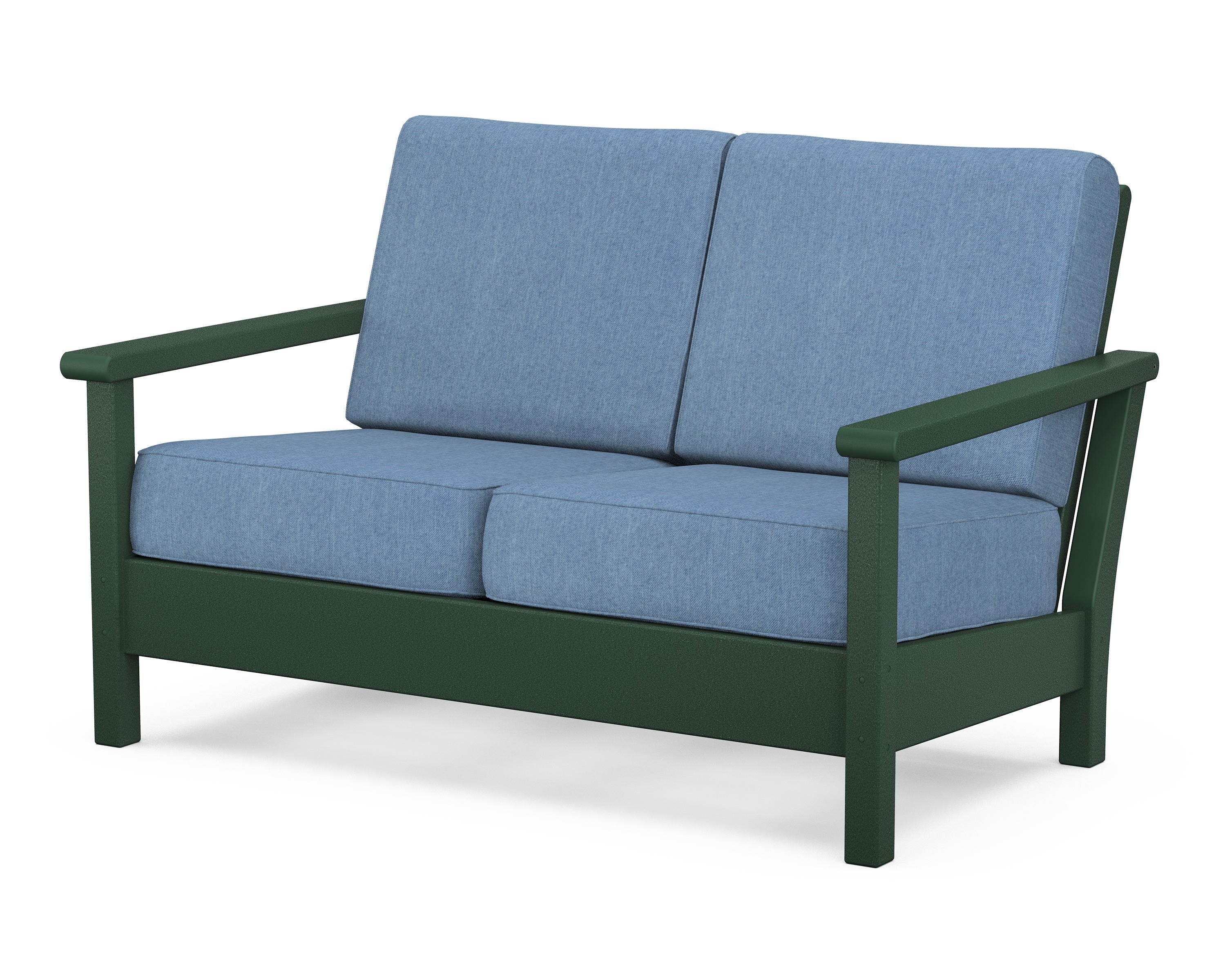 POLYWOOD® Harbour Deep Seating Loveseat in Green / Sky Blue