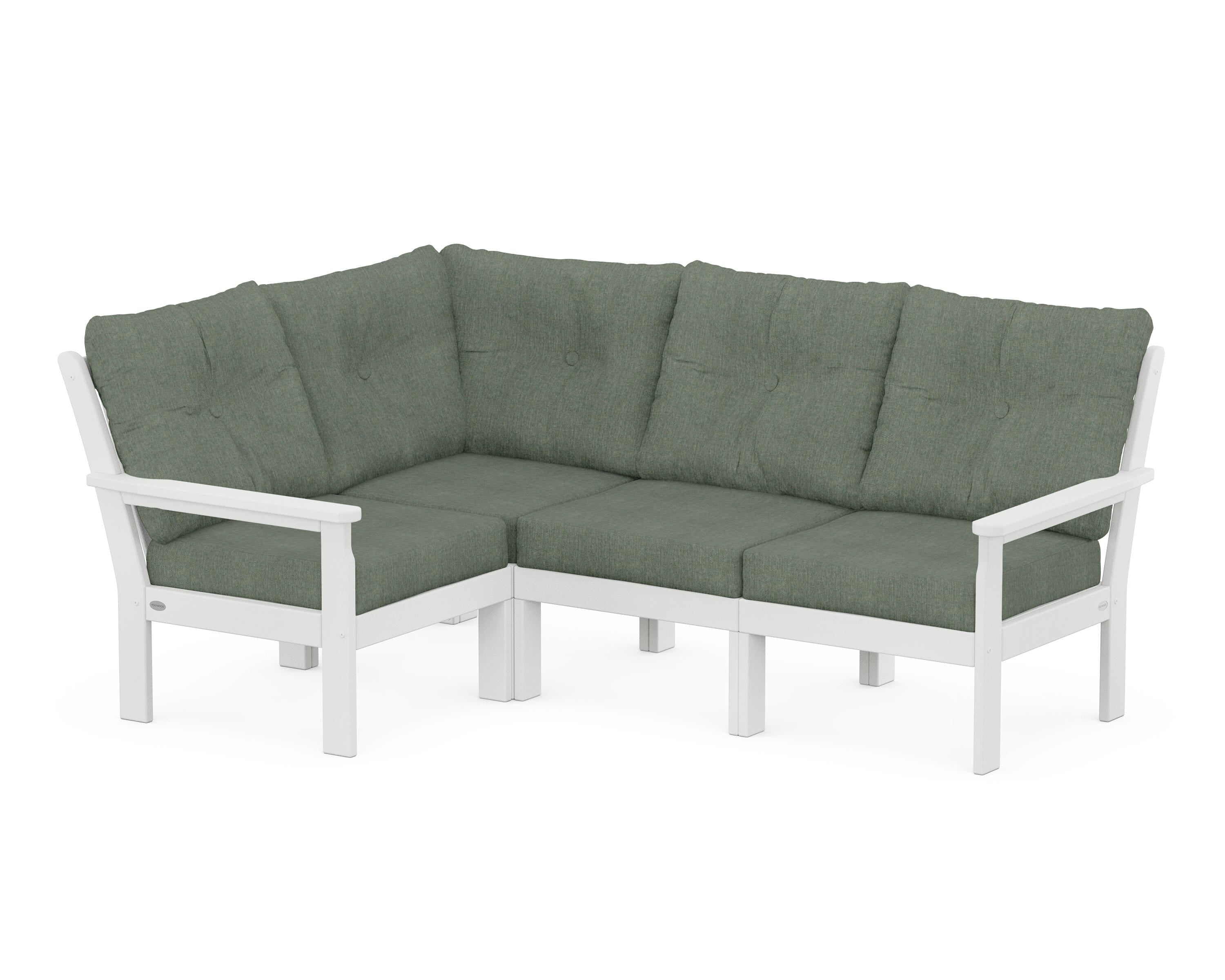 POLYWOOD® Vineyard 4-Piece Sectional in White / Cast Sage